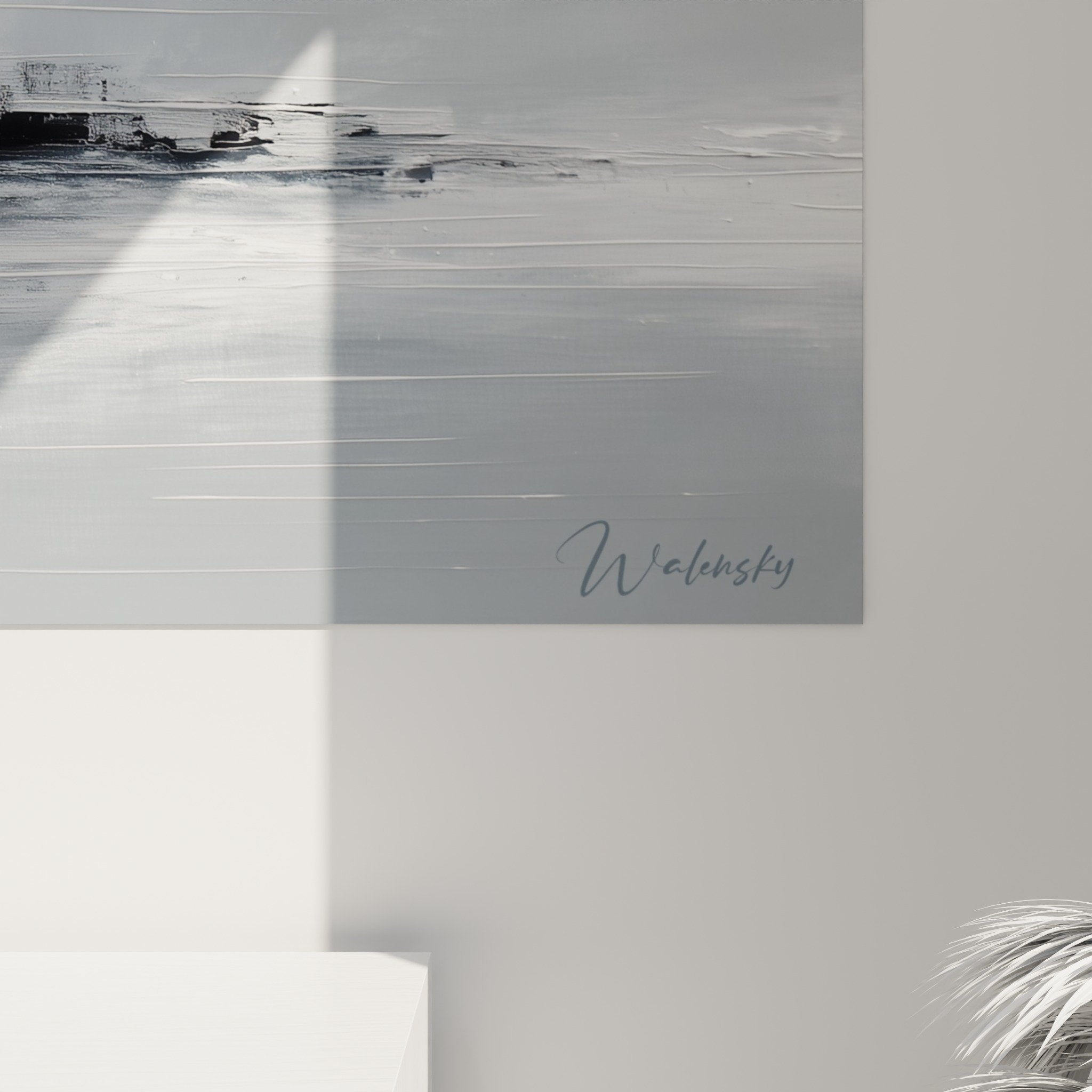 Full view decorative naval warfare painting wall art gray white feng shui west metal
