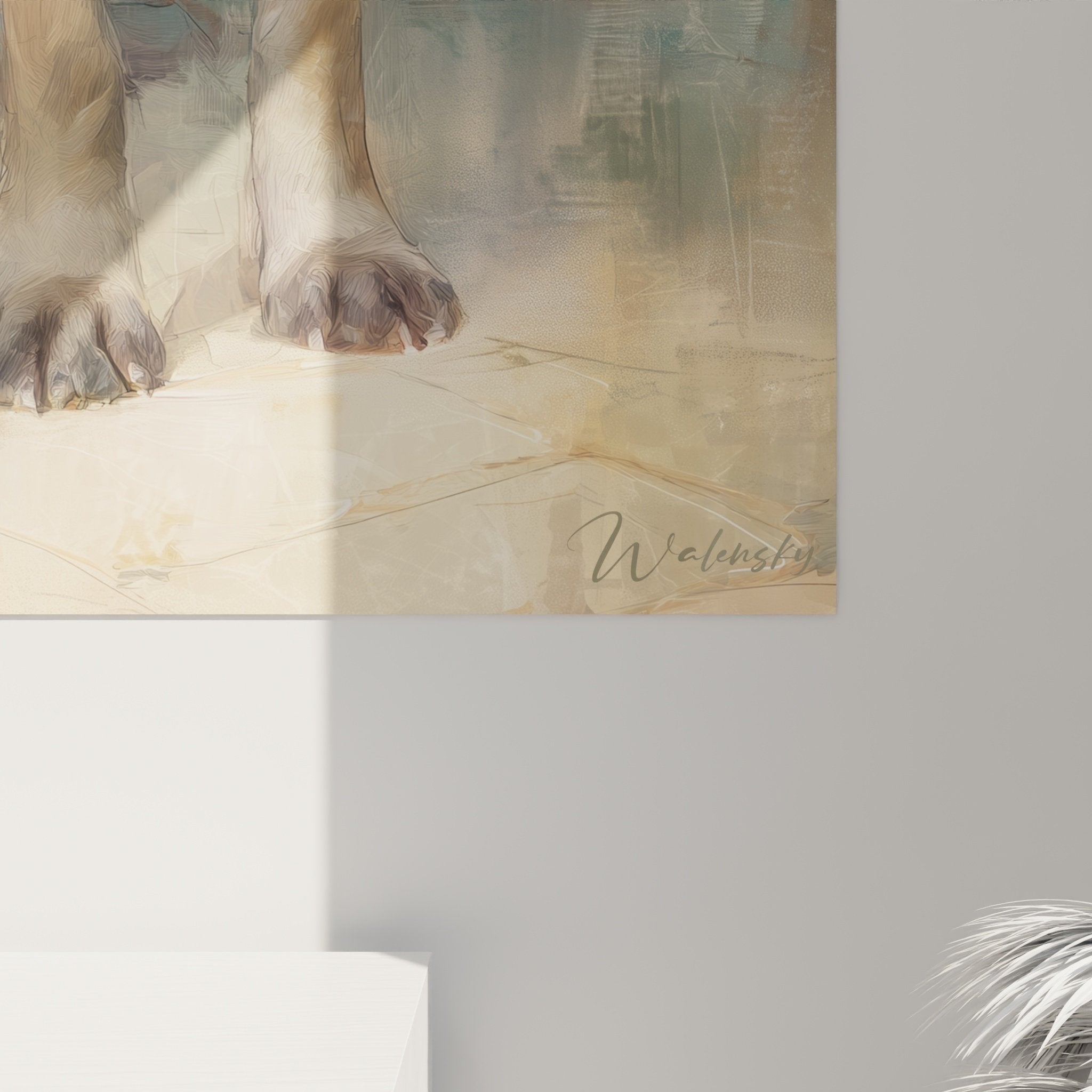 Vue ensemble tableau Mastiff Anglais colonnes antiques decoration interieur tons dores architecture