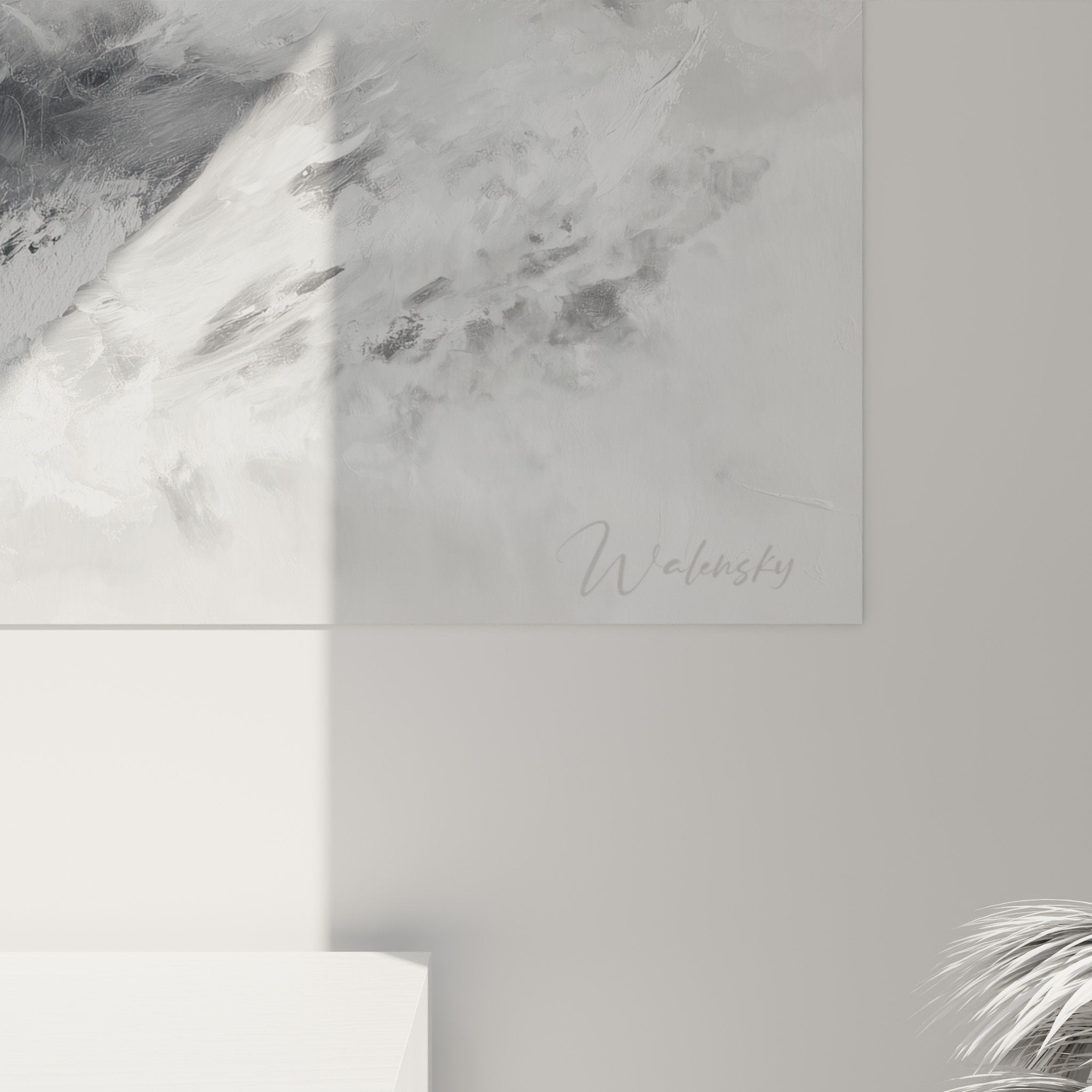 Vue ensemble tableau montagnes abstraites tempête décoration intérieur moderne feng shui