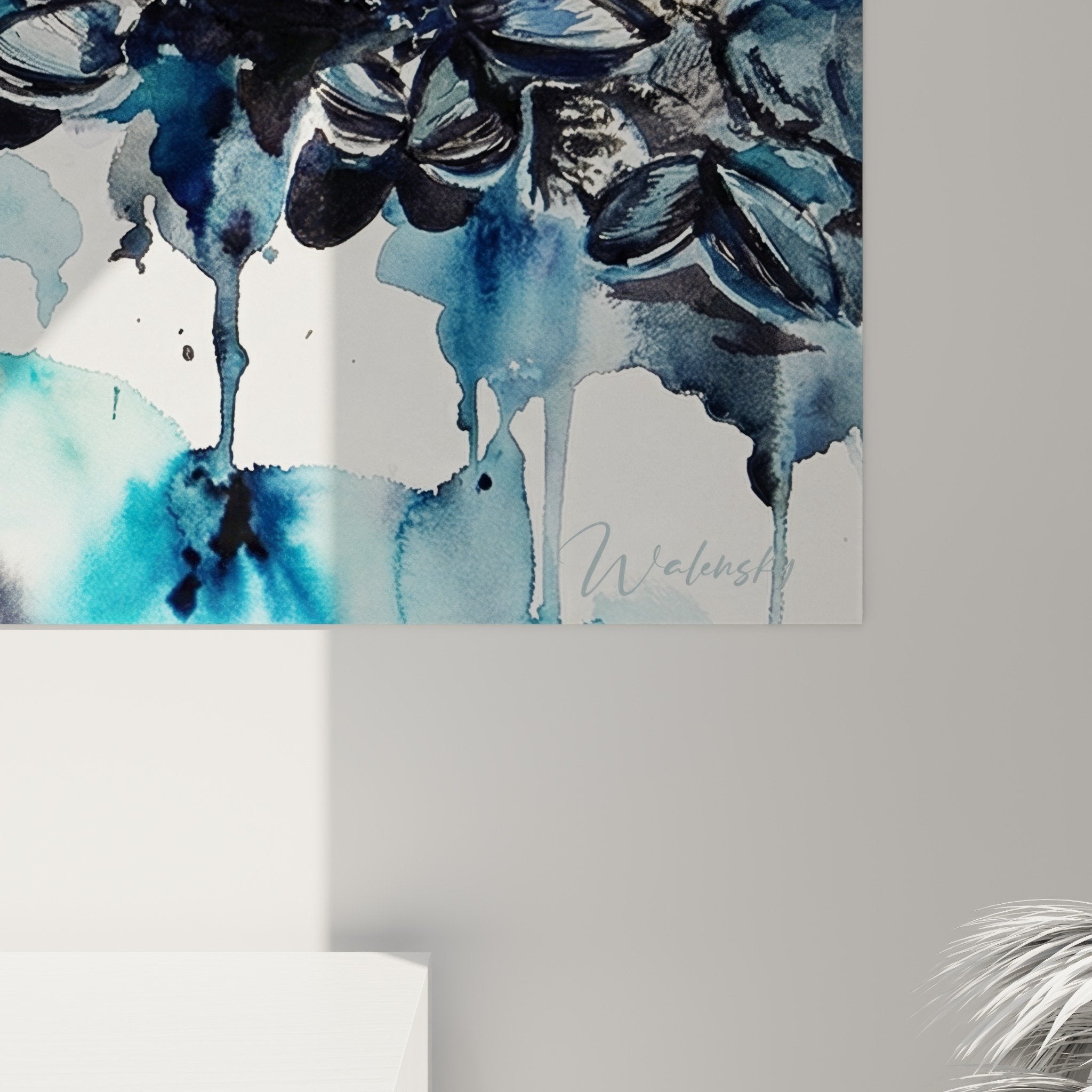 Gesamtansicht Kunstdruck Aquarell-Formen Blau - Wandkunst Innenraum-Dekoration Formenausgabe