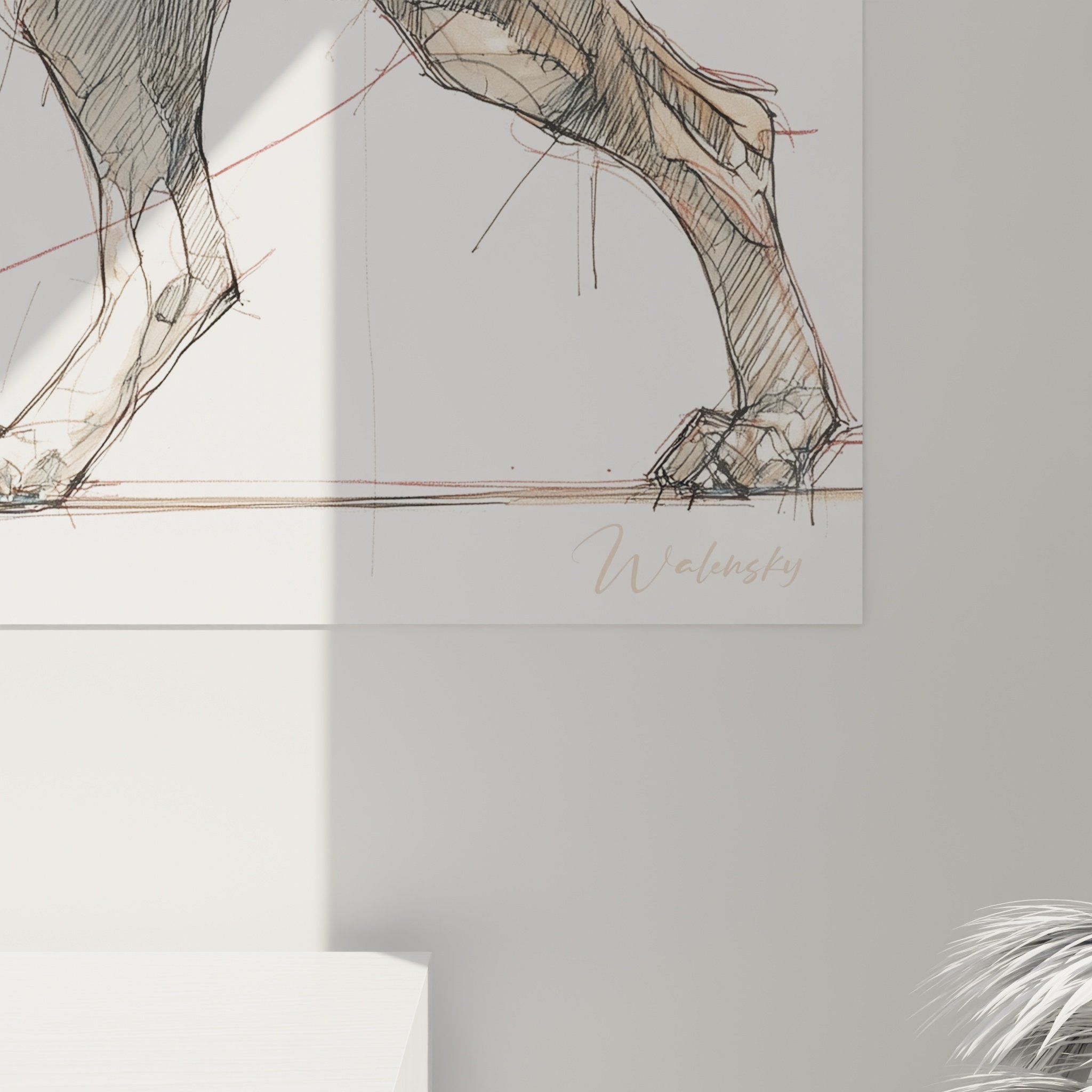 Vue ensemble tableau mural Bloodhound art animalier esquisse moderne decoration interieur