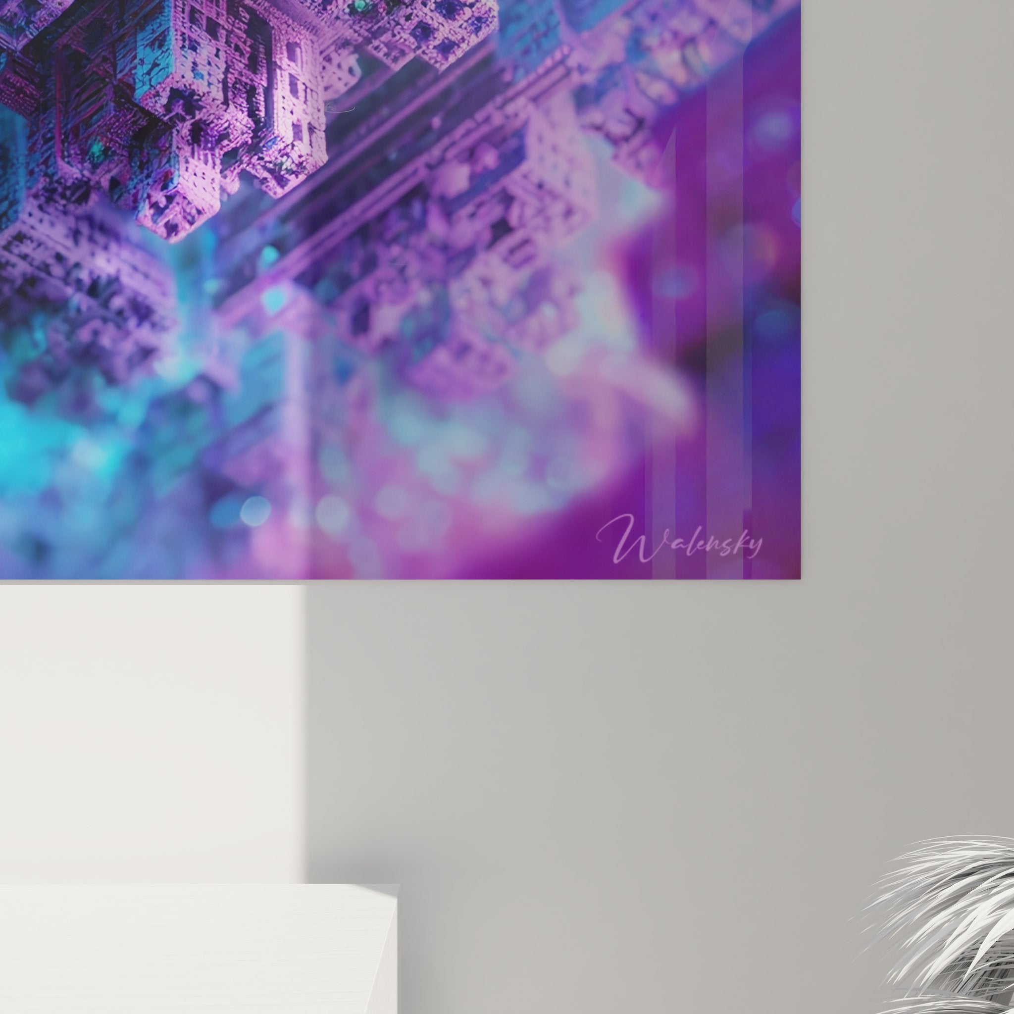 Vue ensemble tableau mural architecture digitale futuriste décoration intérieur moderne