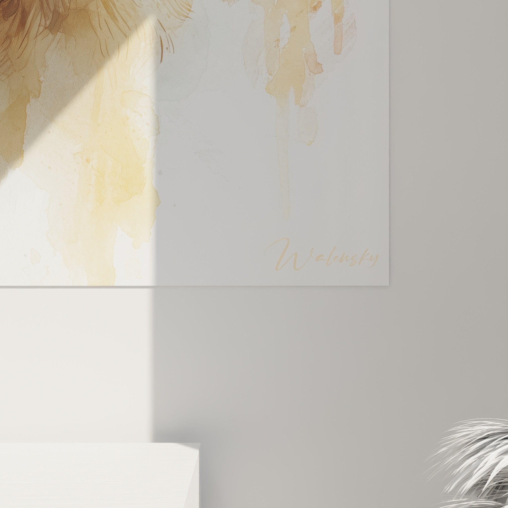 Vue ensemble tableau mural Dogue de Bordeaux aquarelle portrait tons oranges decoration