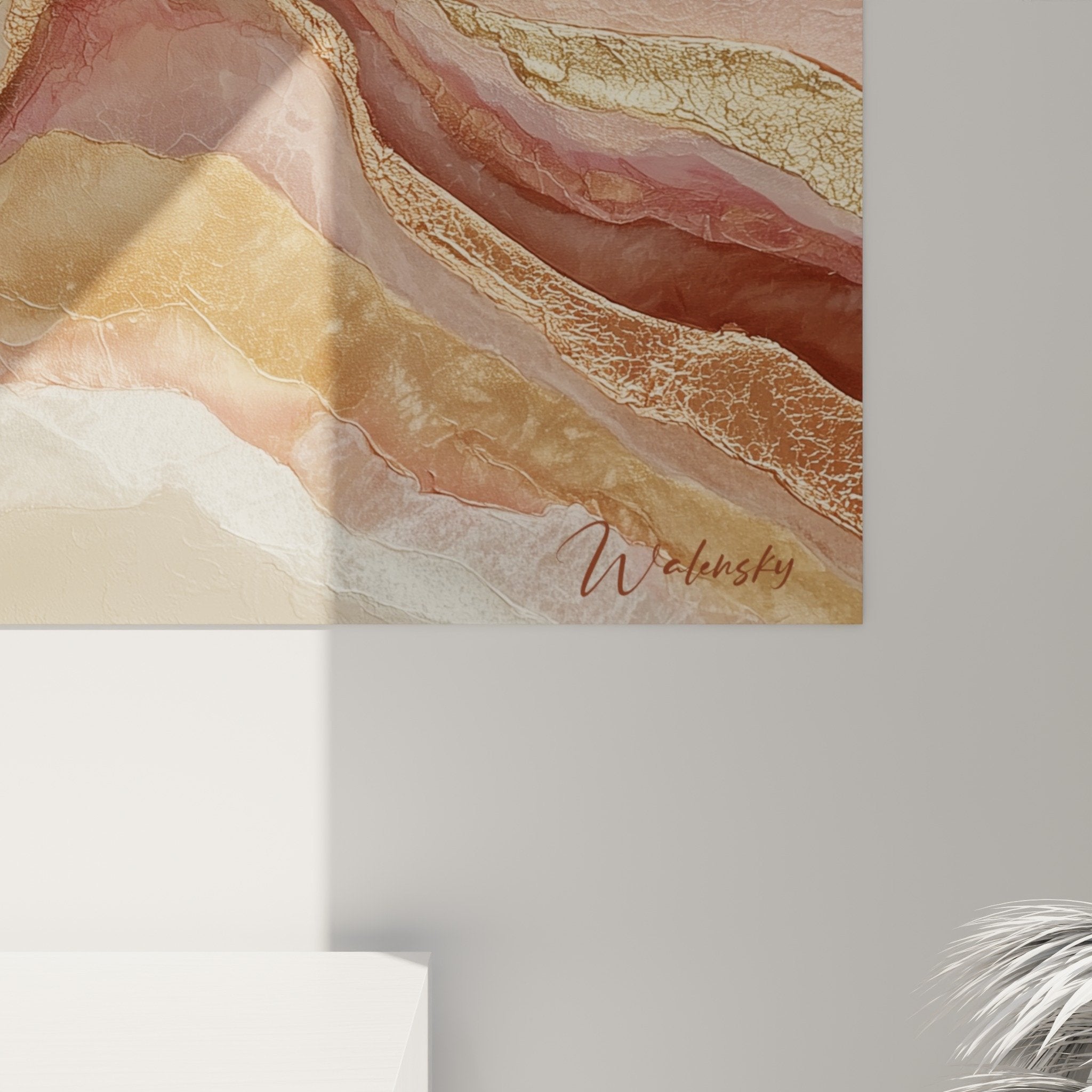 Vue perspective tableau mural abstrait formations géologiques couleurs terres feng shui décoration
