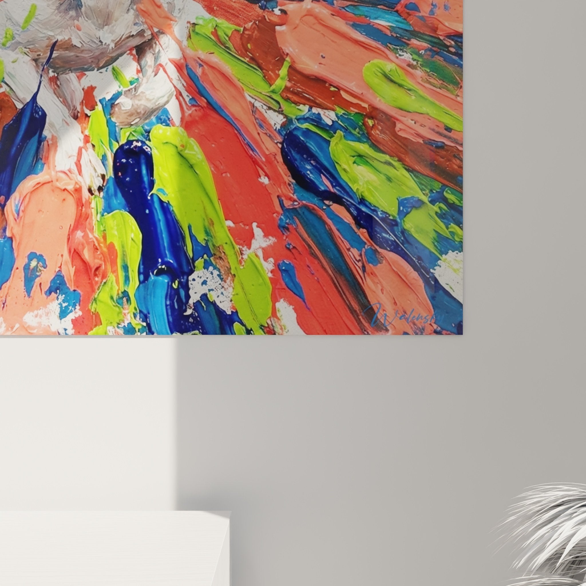 vue ensemble tableau mural jack russell explosion artistique couleurs vives decoration interieur
