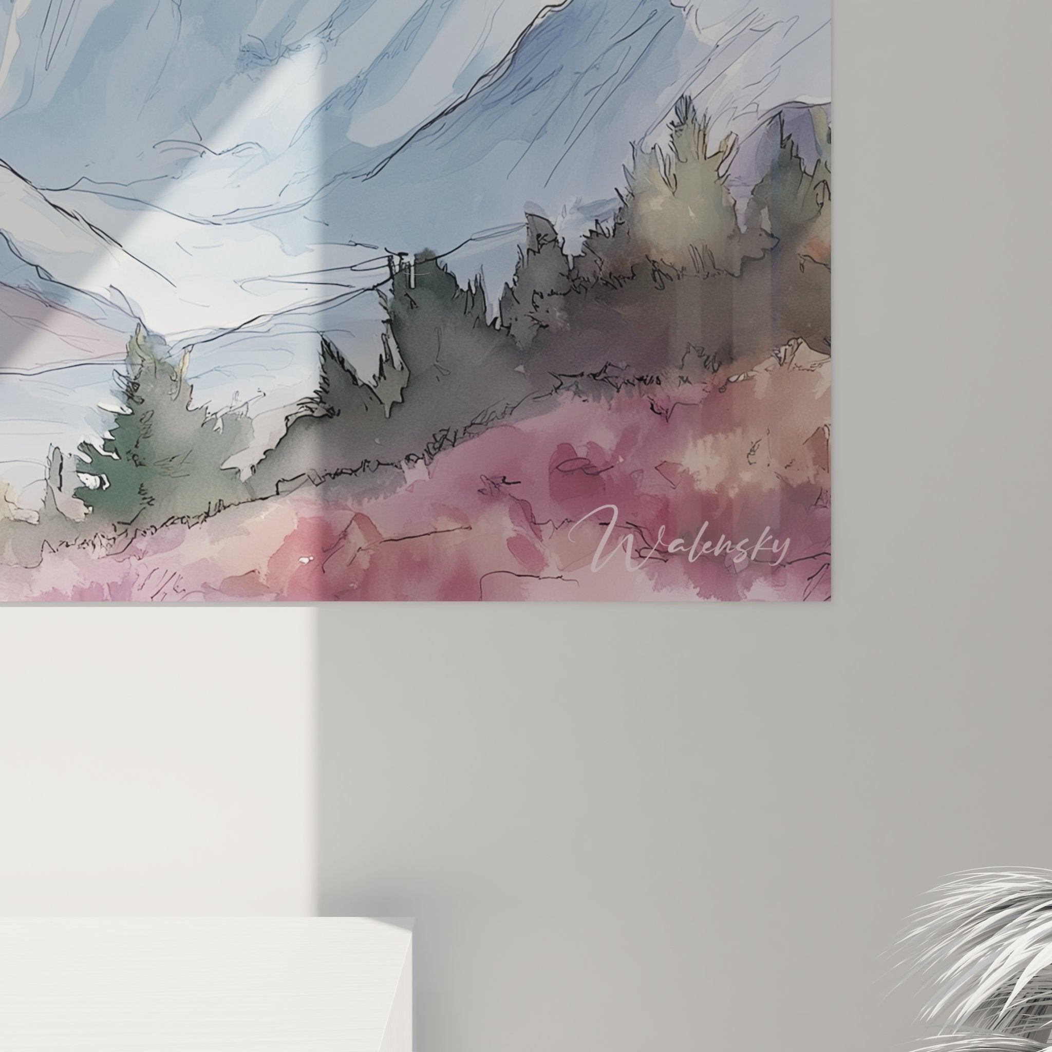 Vue ensemble tableau mural montagne sommet himalayen décoration intérieur moderne