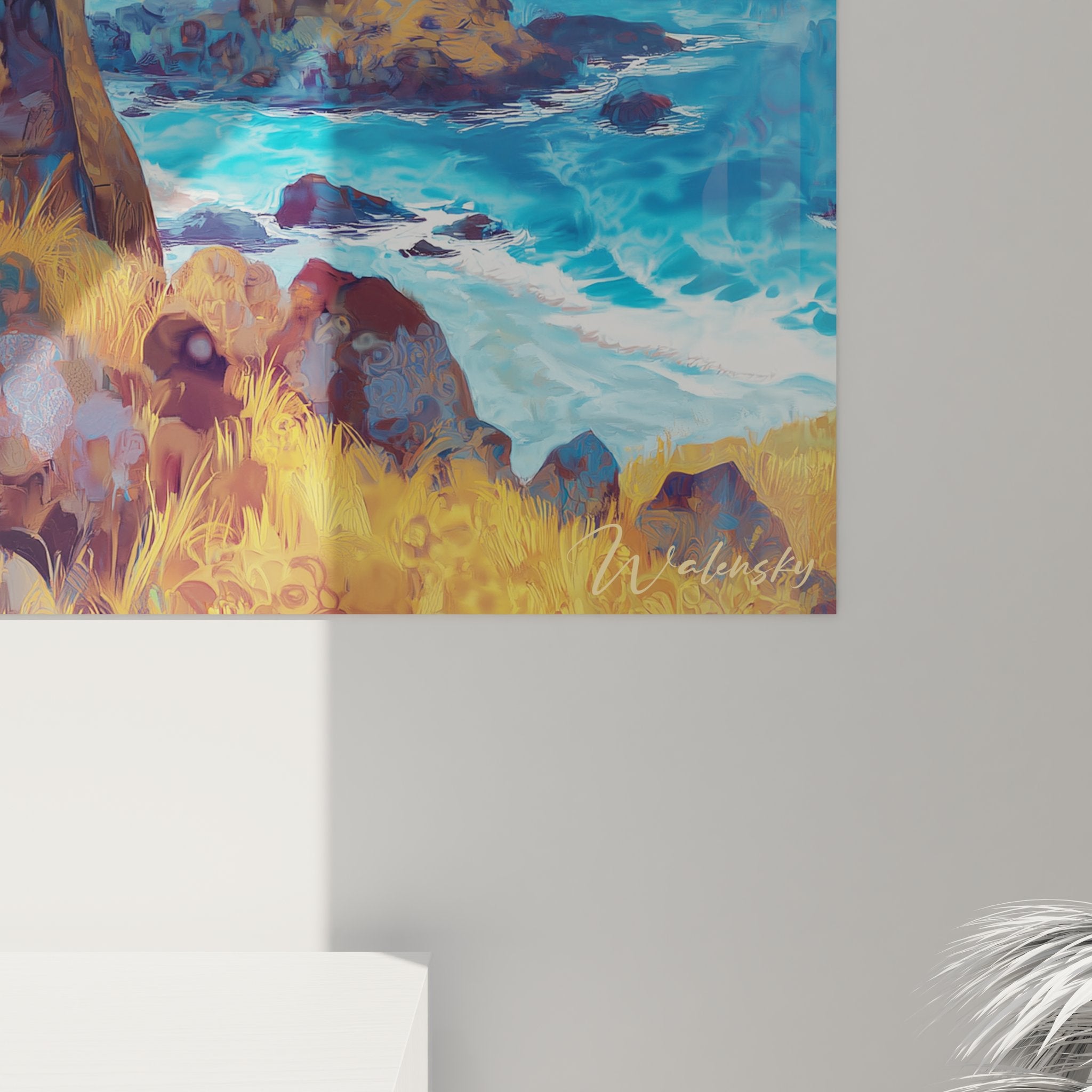 Vue ensemble tableau mural profil contemplatif océan décoration artistique îles archipels