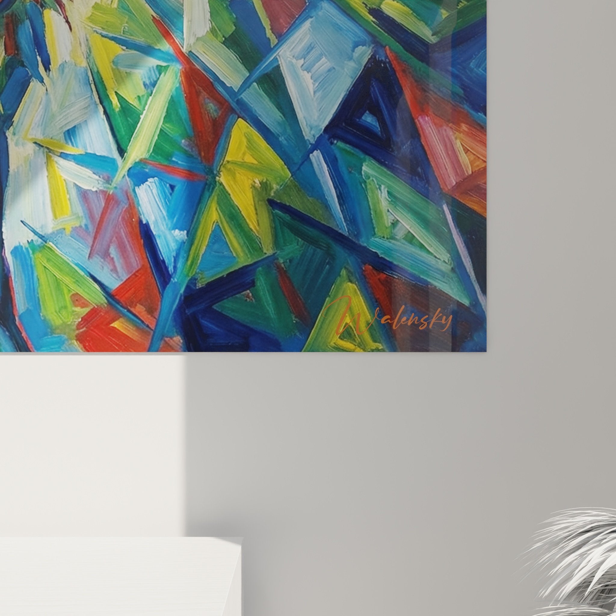Gesamtansicht Wandgemälde Neufundland expressionistische Kunst Kaleidoskop lebendige Farben zeitgenössische Dekoration