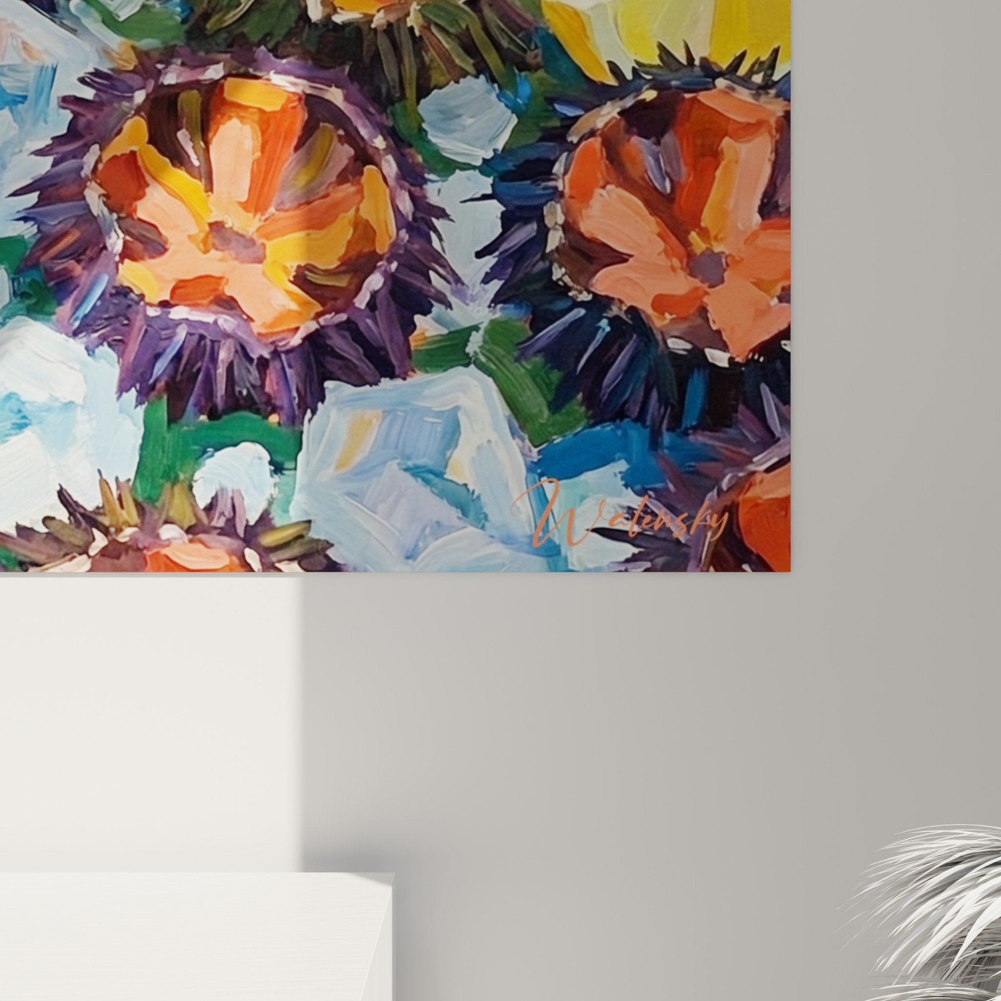 Gesamtansicht Wandbild Seeigel Meeresfrüchte Inneneinrichtung maritimer Stil