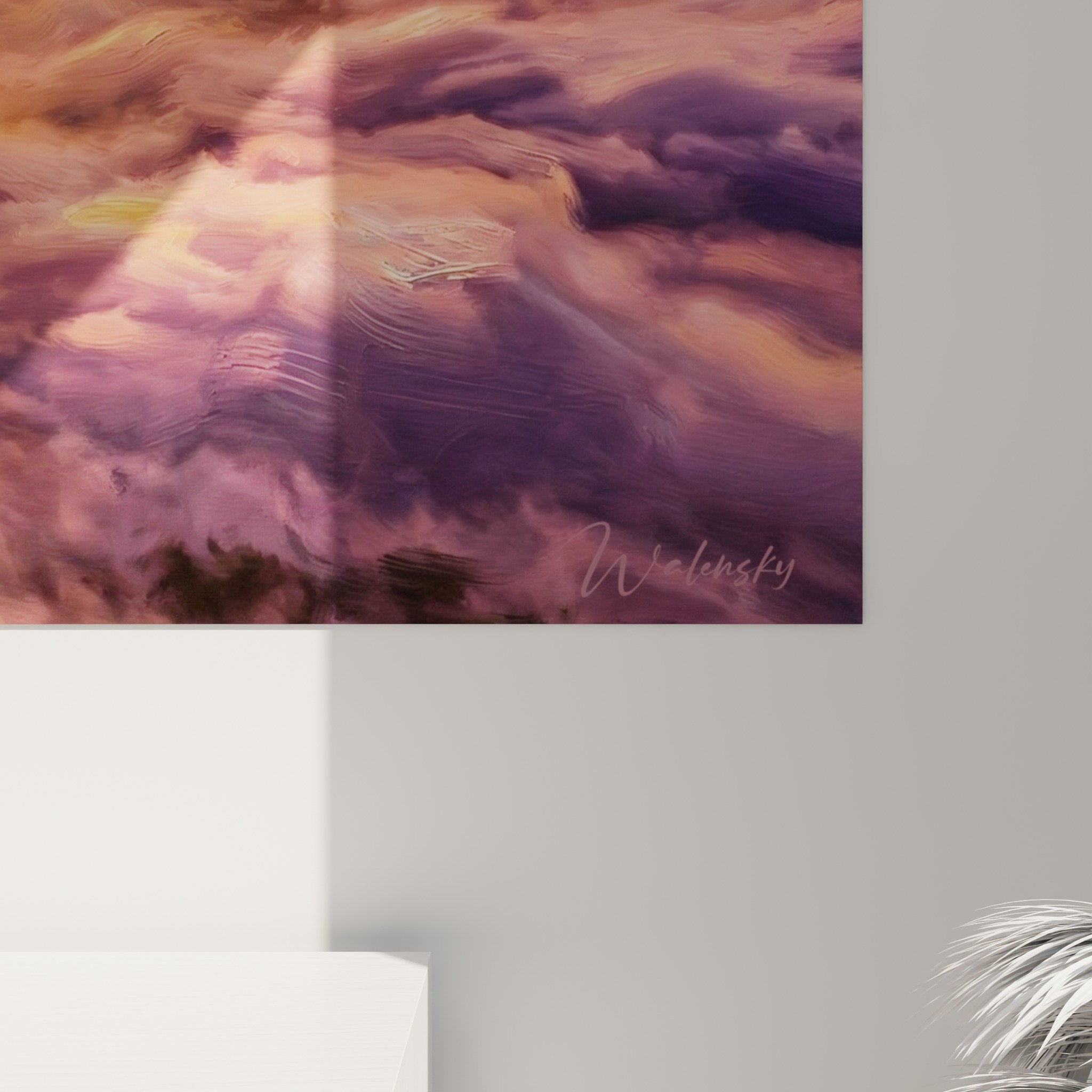 Overall view panoramic sunset painting Bali sea clouds wall decoration living room