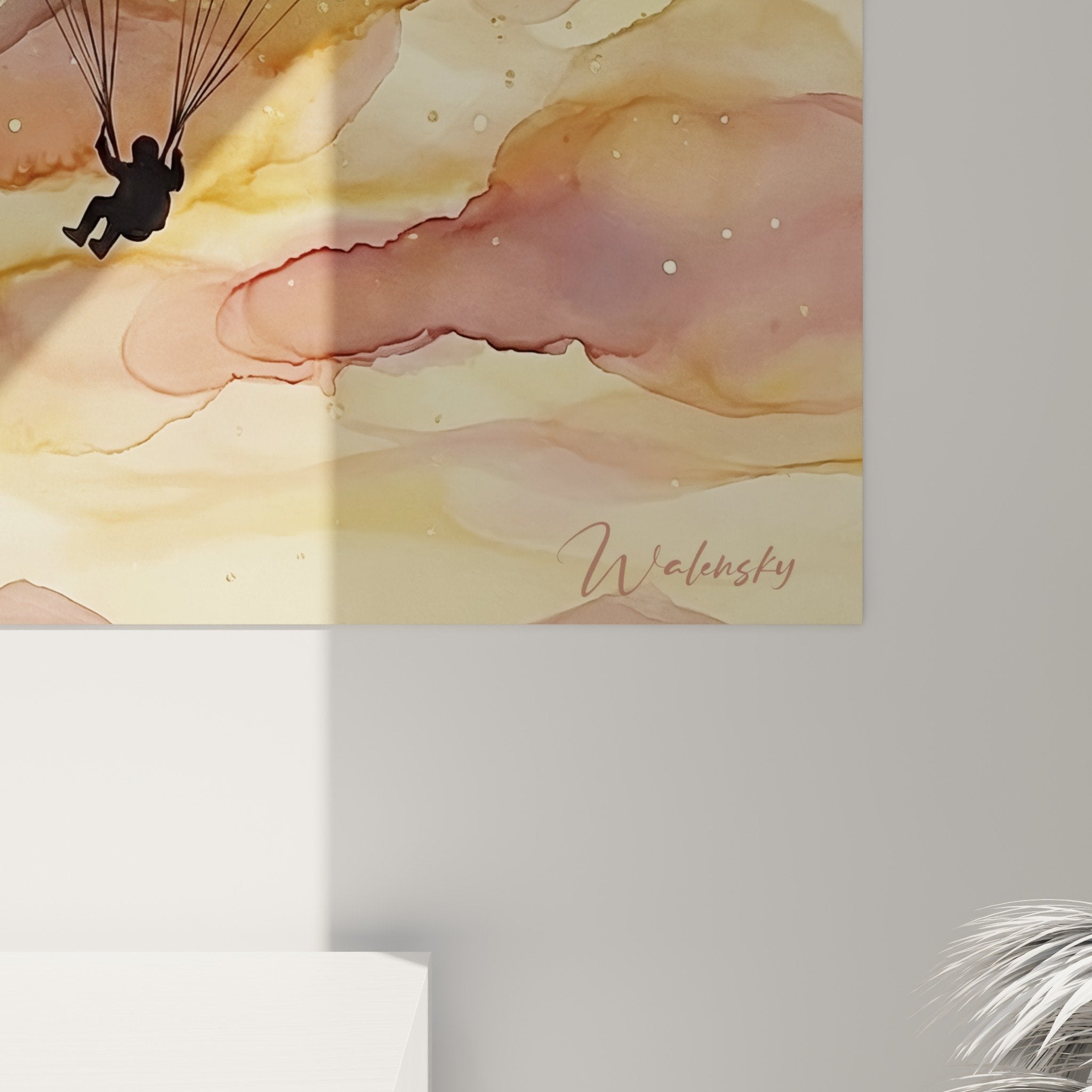 Übersichtsansicht Paragliding-Gemälde modernes Interieur Wanddekoration warme Farben