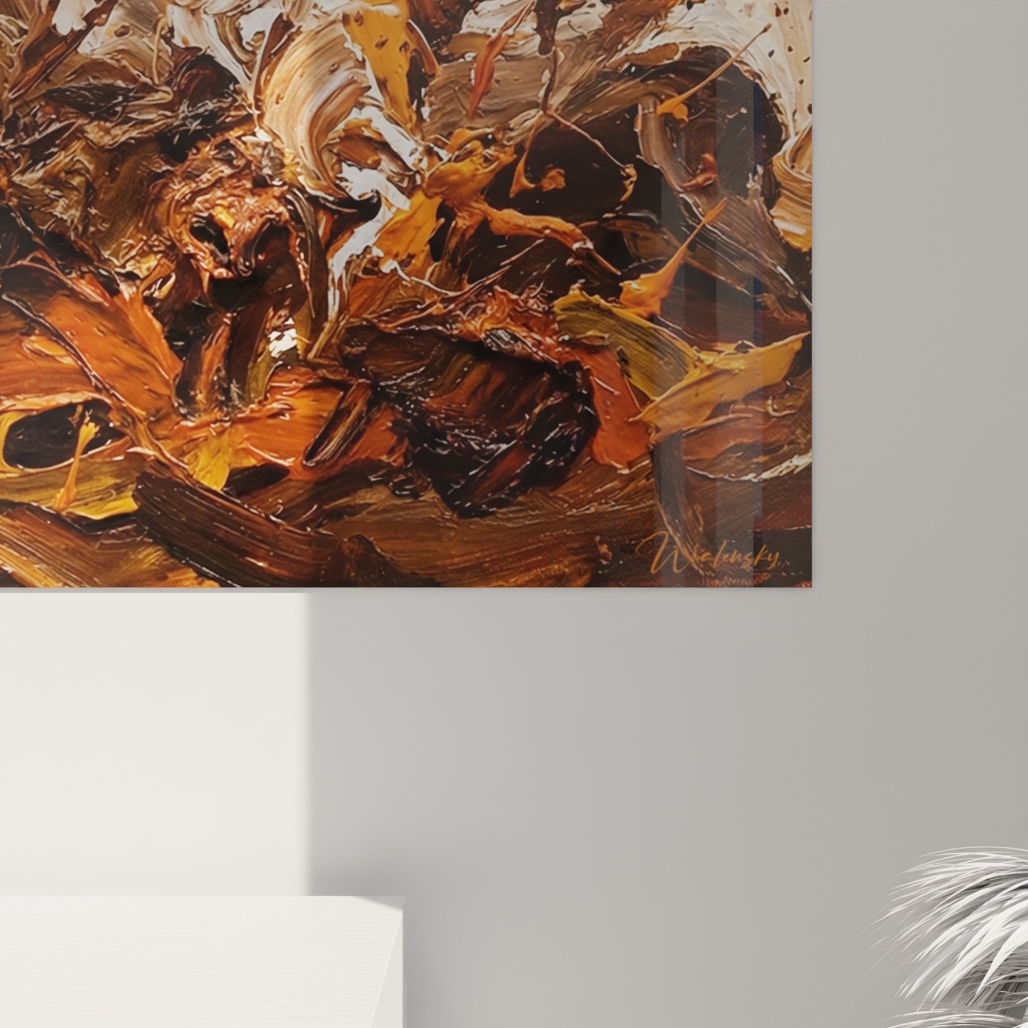 Overall view of Pointer English hunting autumn painting animal art expressive wall decoration