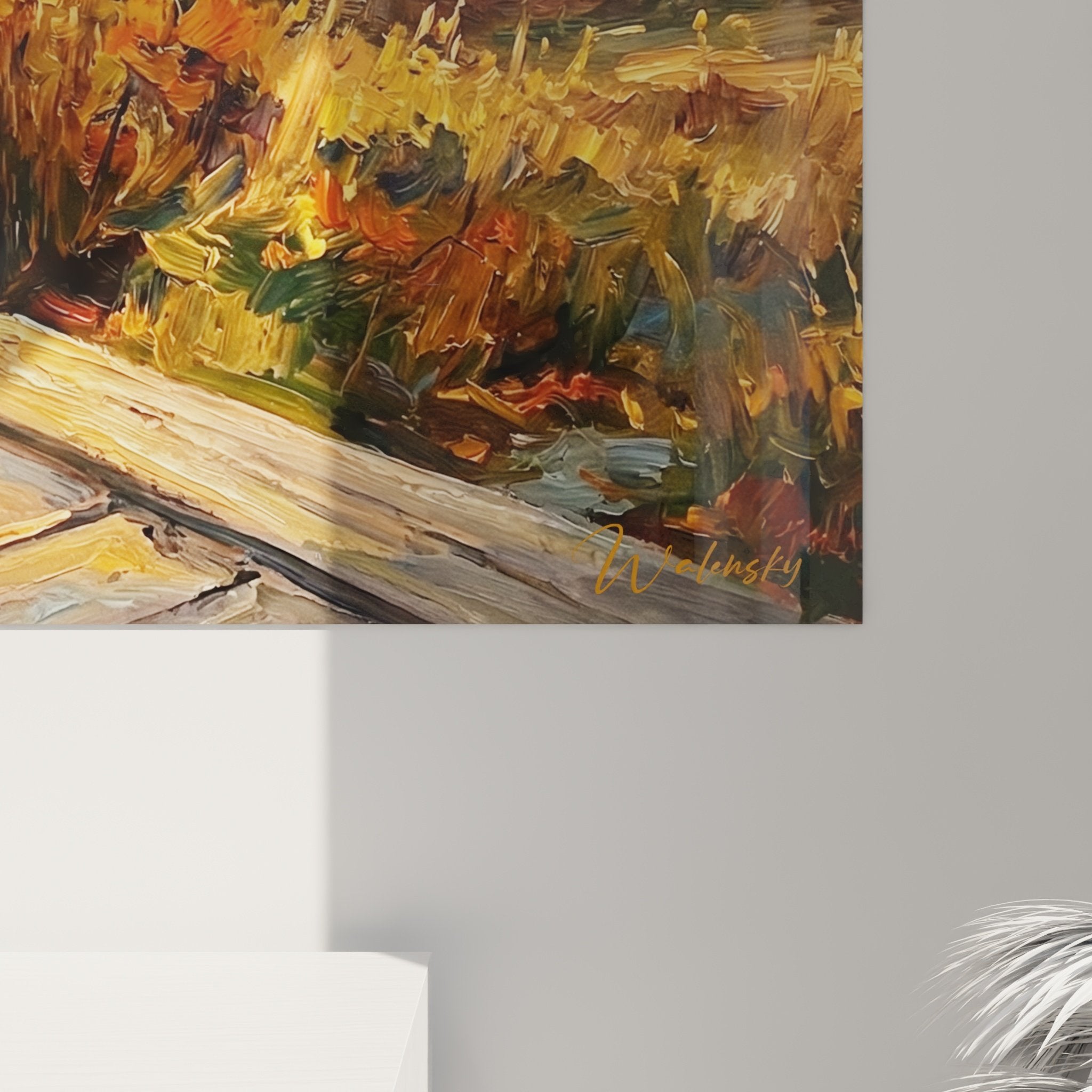 Vue ensemble tableau pointer anglais interieur porte ouverte feuillage orange