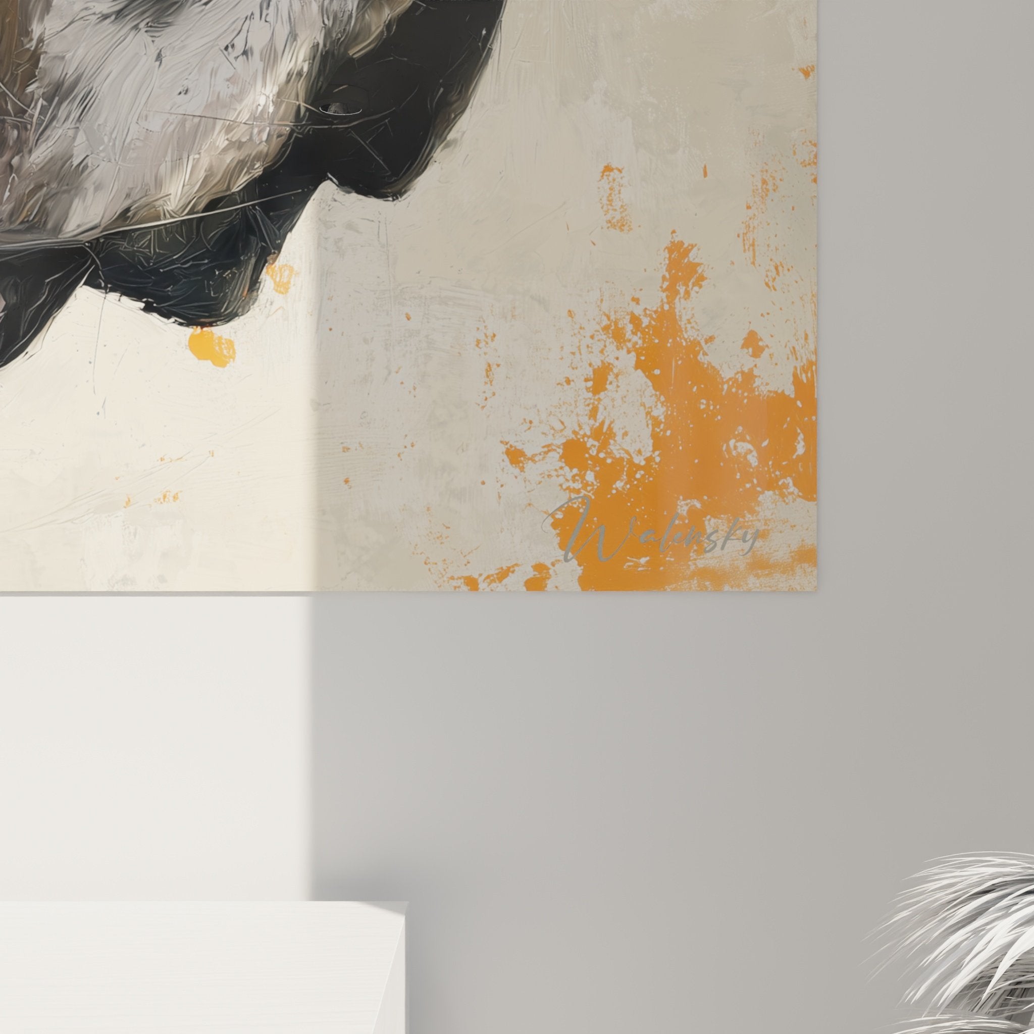 Vue ensemble tableau portrait dogue allemand art mural contemporain decoration interieure
