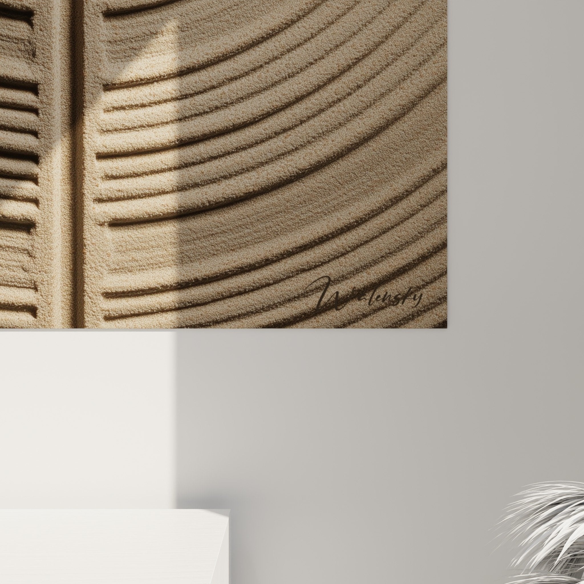 Vue ensemble tableau relief circulaire beige brun Edition Sable décoration murale zen