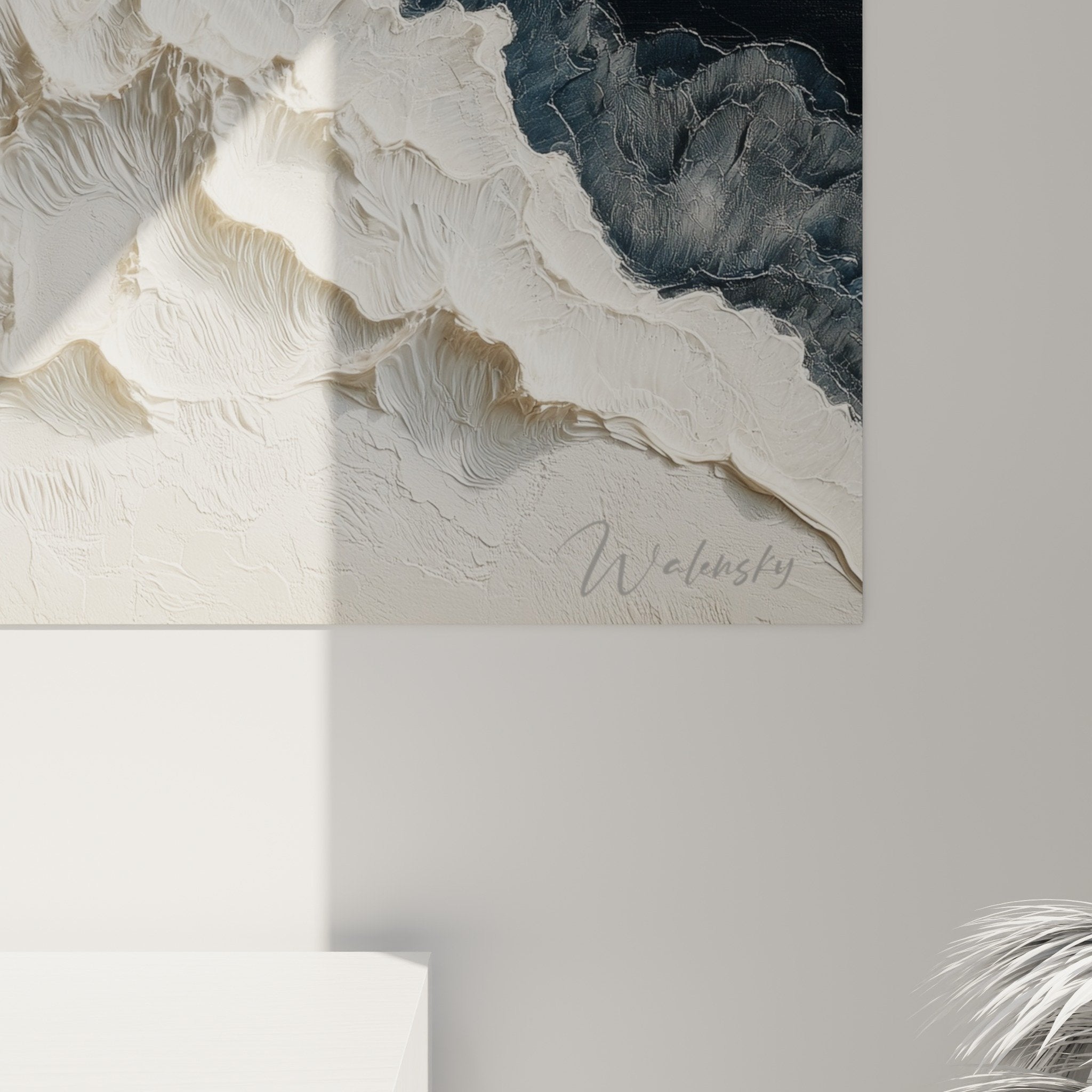 overall view white gray sculptural relief wall art modern feng shui northwest metal decoration