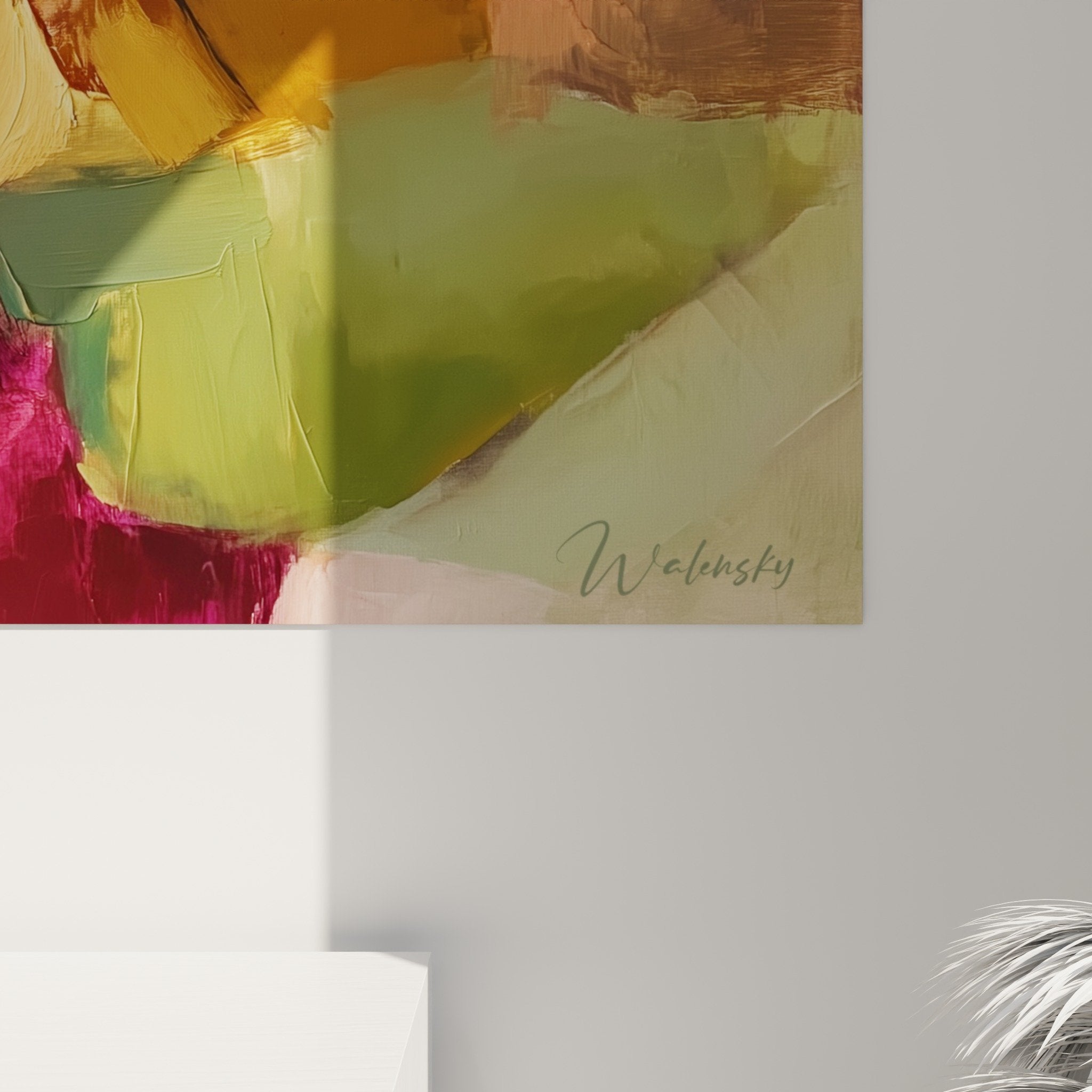 Abstract pink magenta wall art living room feng shui south fire decor