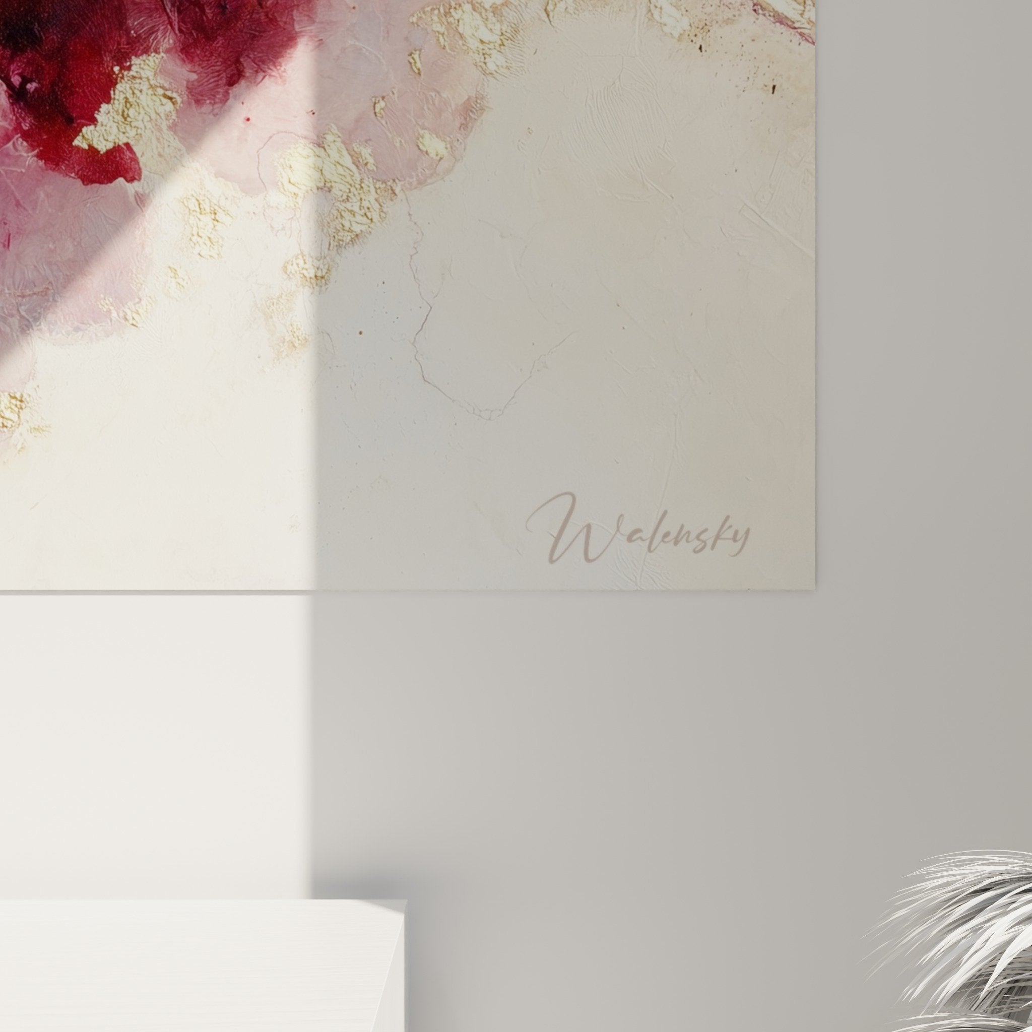 Abstract rose and gold painting living room modern wall art Feng shui Southwest Earth harmony