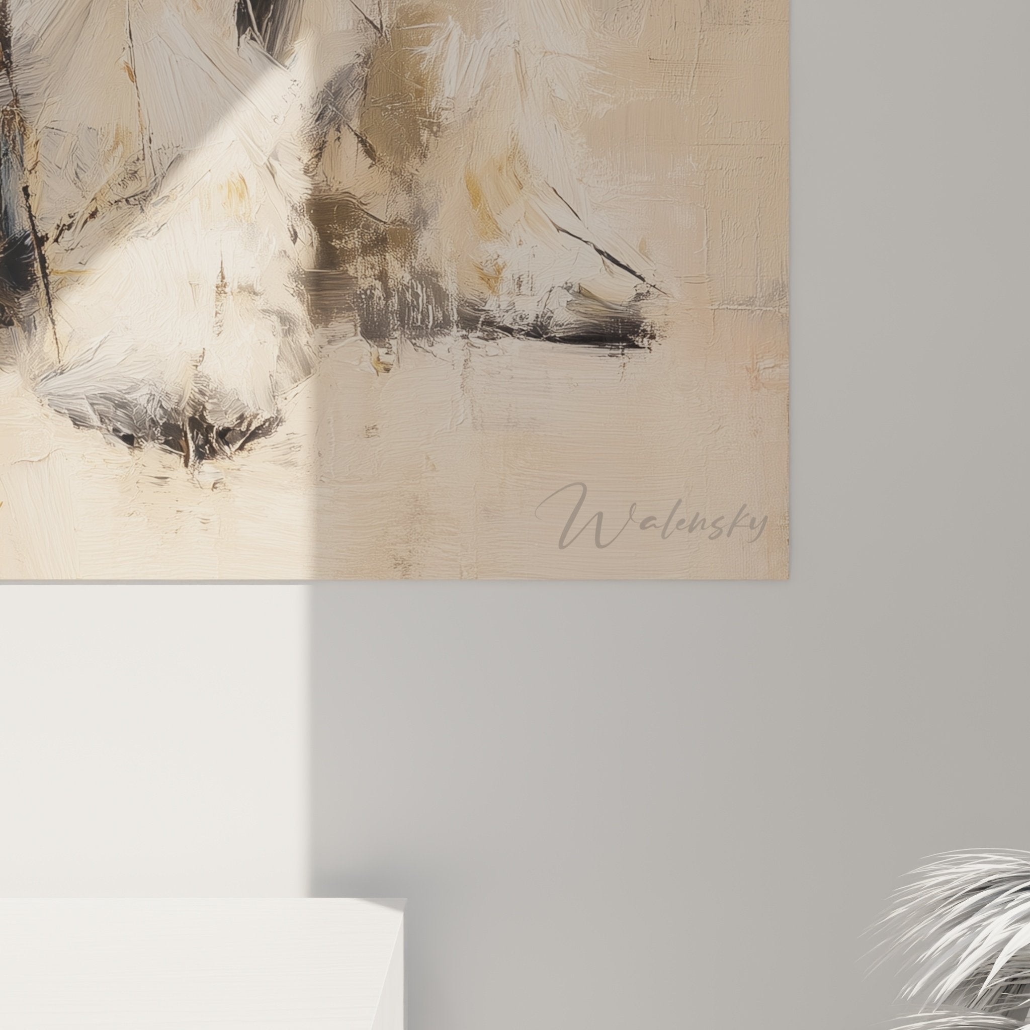 vue ensemble tableau schnauzer salon decoration art animalier tons neutres beige