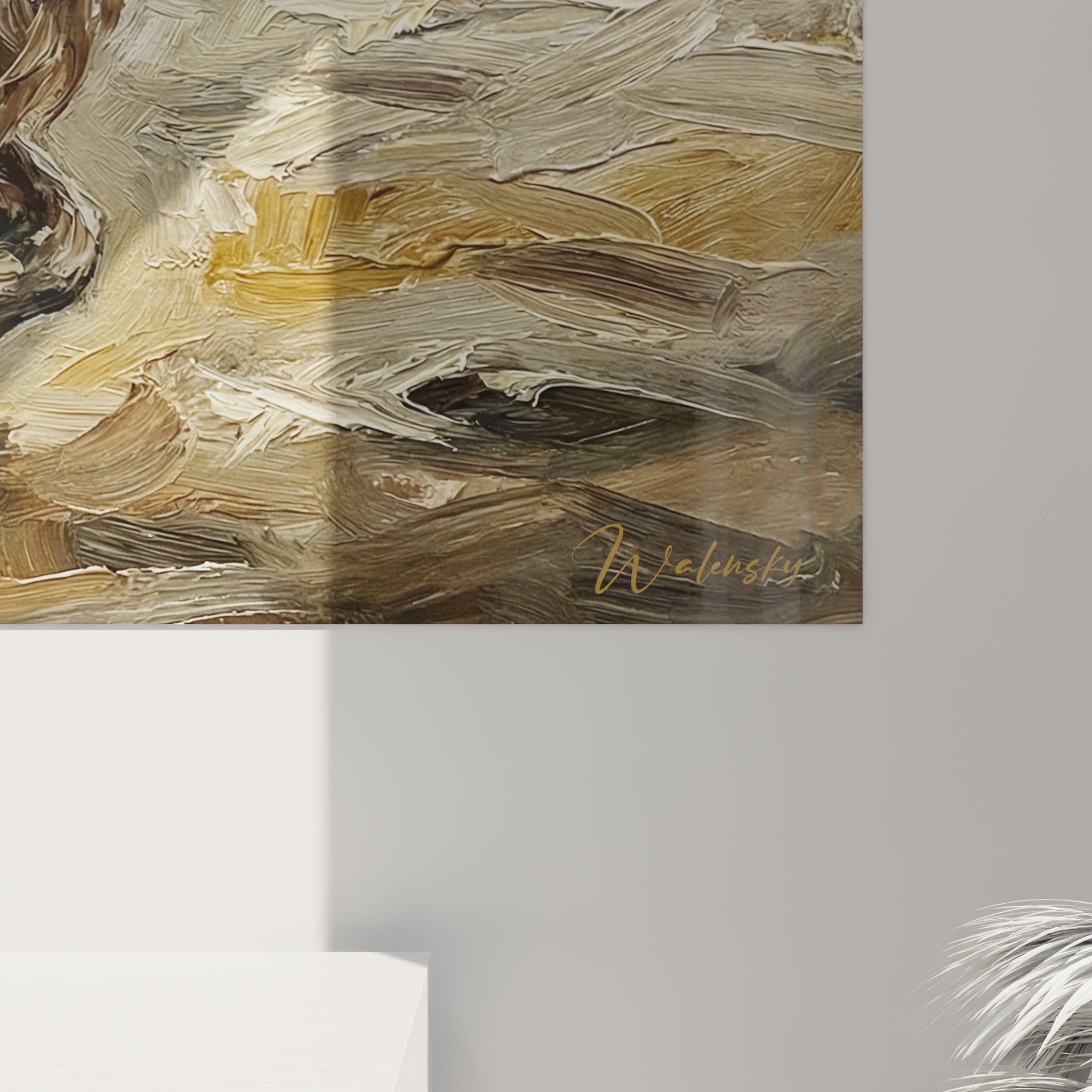 Vue ensemble tableau setter anglais salon decoration tons terreux harmonieux ambiance chaleureuse raffinee