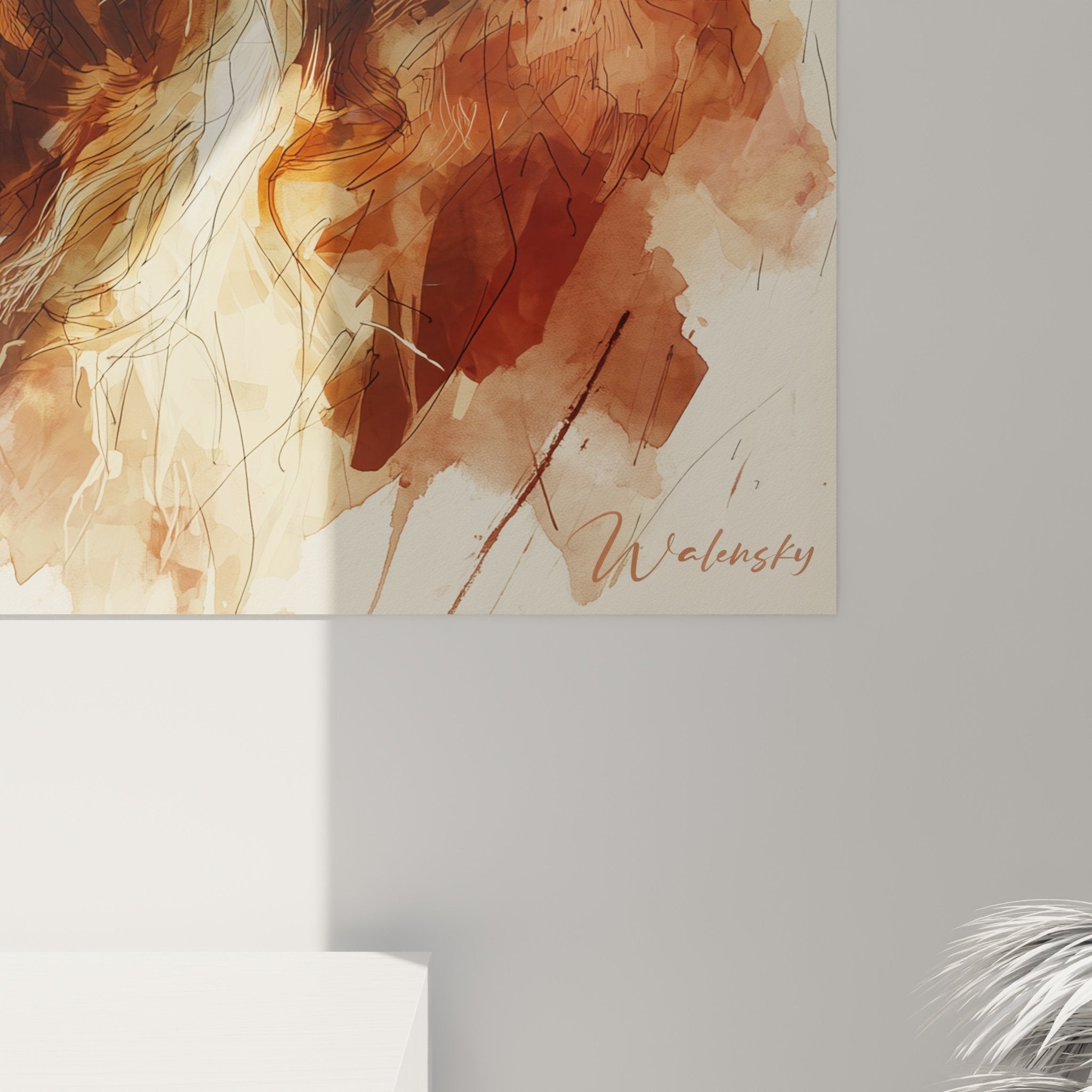 Vue ensemble tableau Setter Irlandais aquarelle format vertical décoration murale moderne