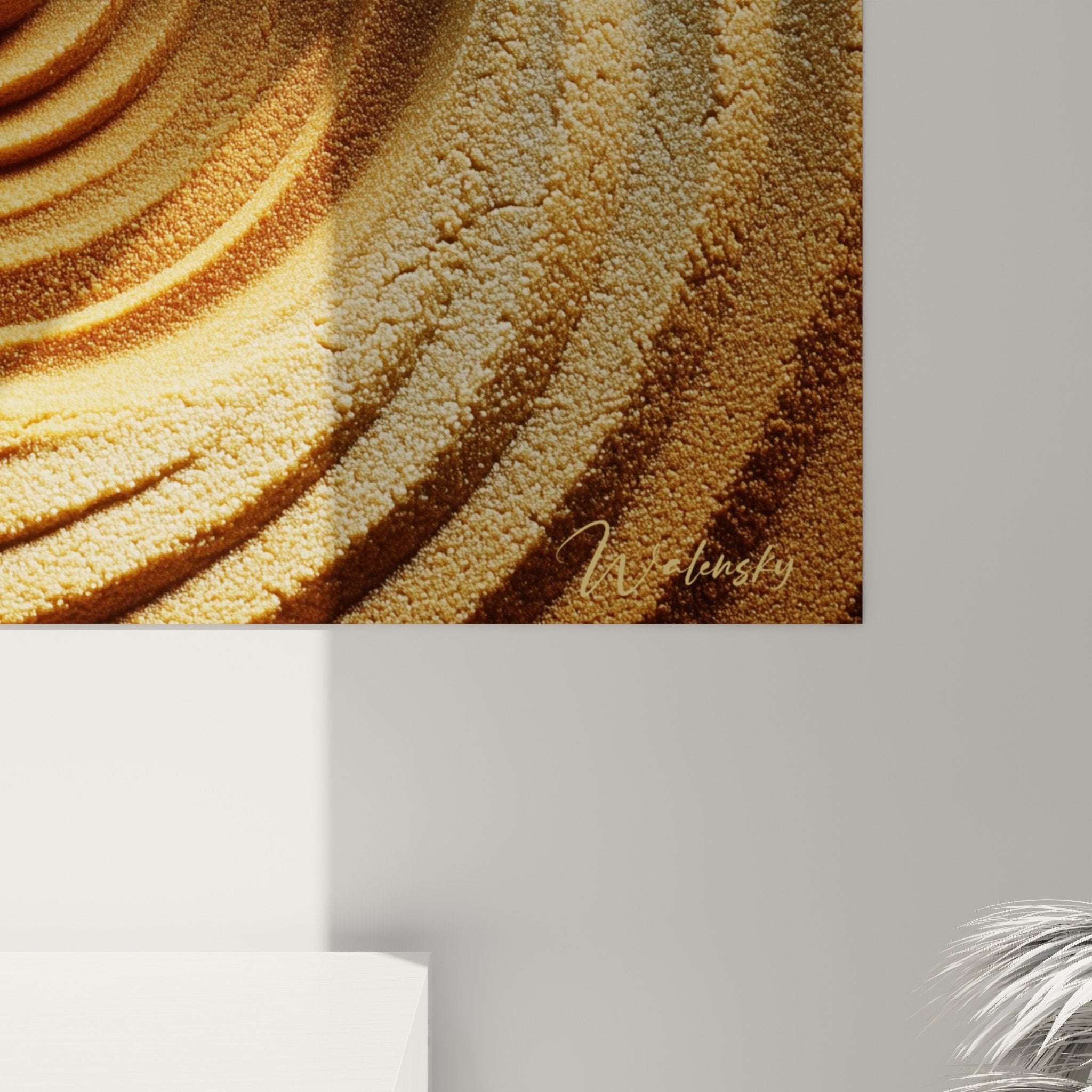 vue ensemble tableau spirales sable dore decoration murale