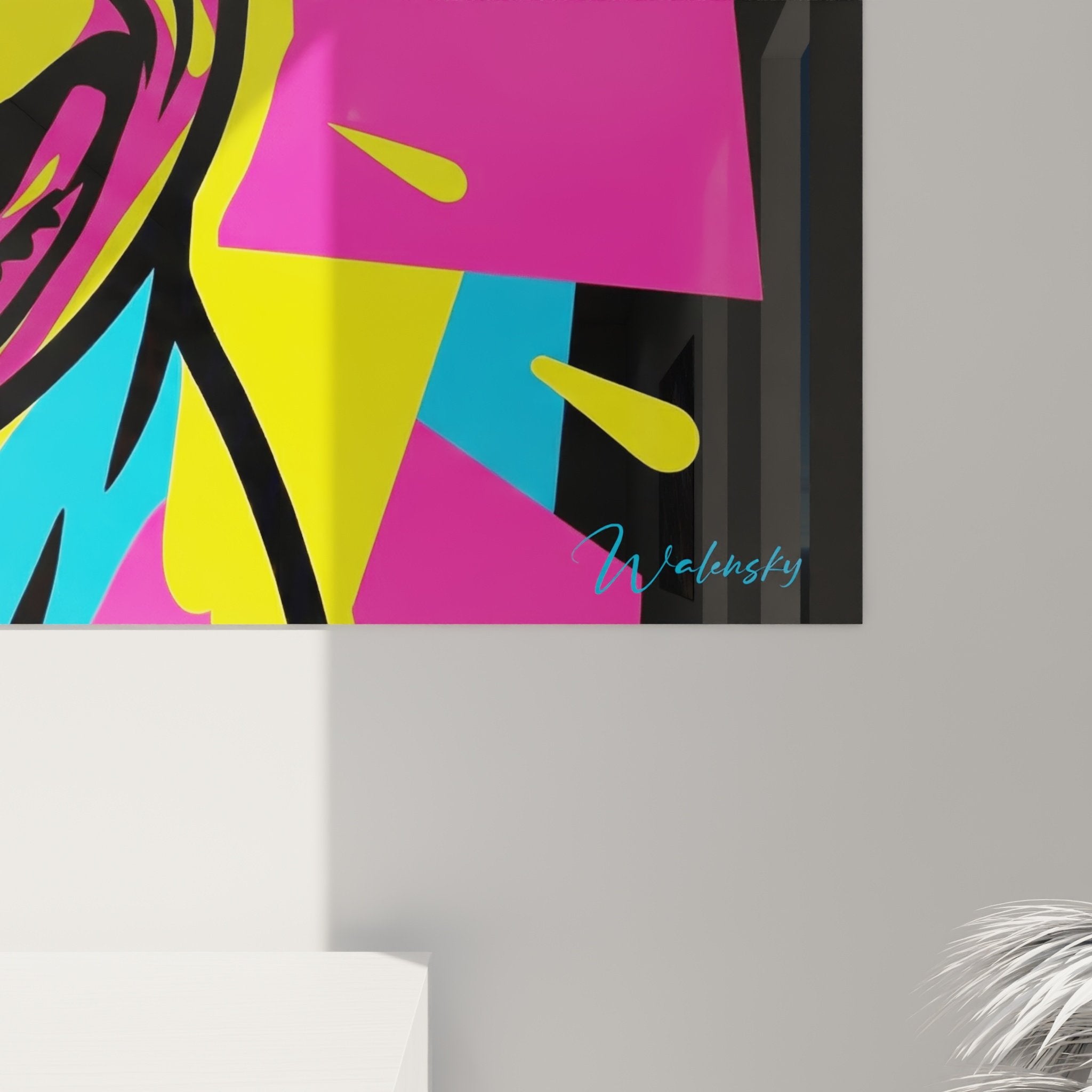 Übersichtsansicht Gemälde Staffordshire Bull Terrier farbig Pop-Art-Stil zeitgenössische fröhliche Wanddekoration