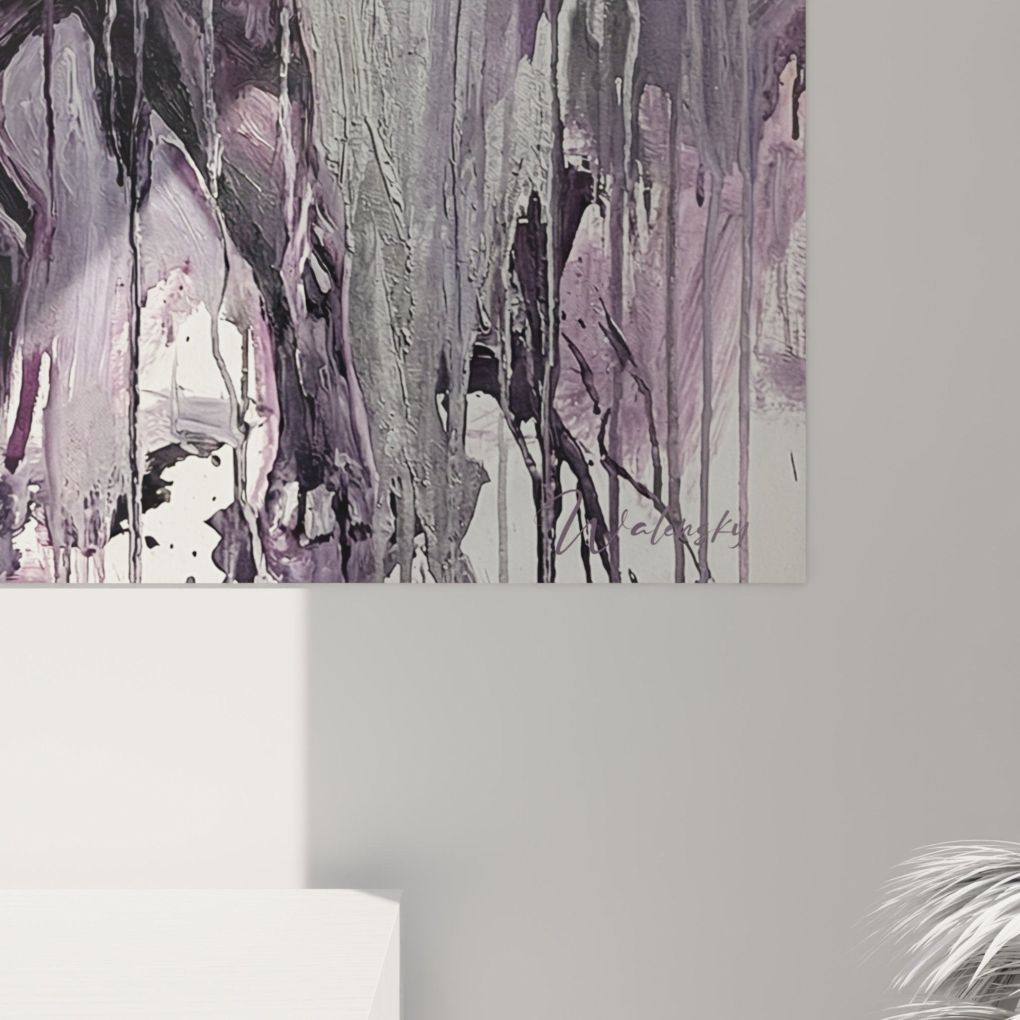 Vue ensemble tableau Staffordshire Bull Terrier violet dans intérieur moderne décoration murale design