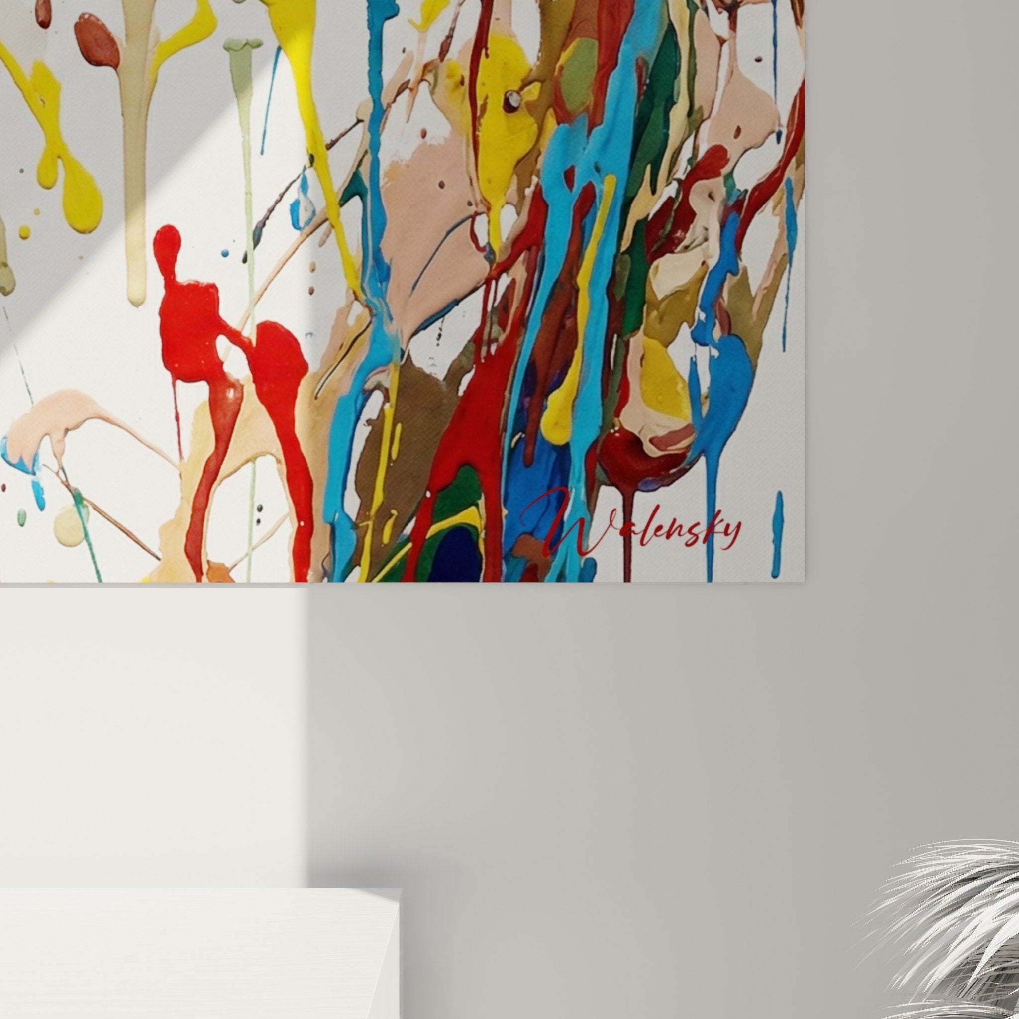full view street art wall painting expressive face vibrant colors contemporary wall decoration urban art modern living room