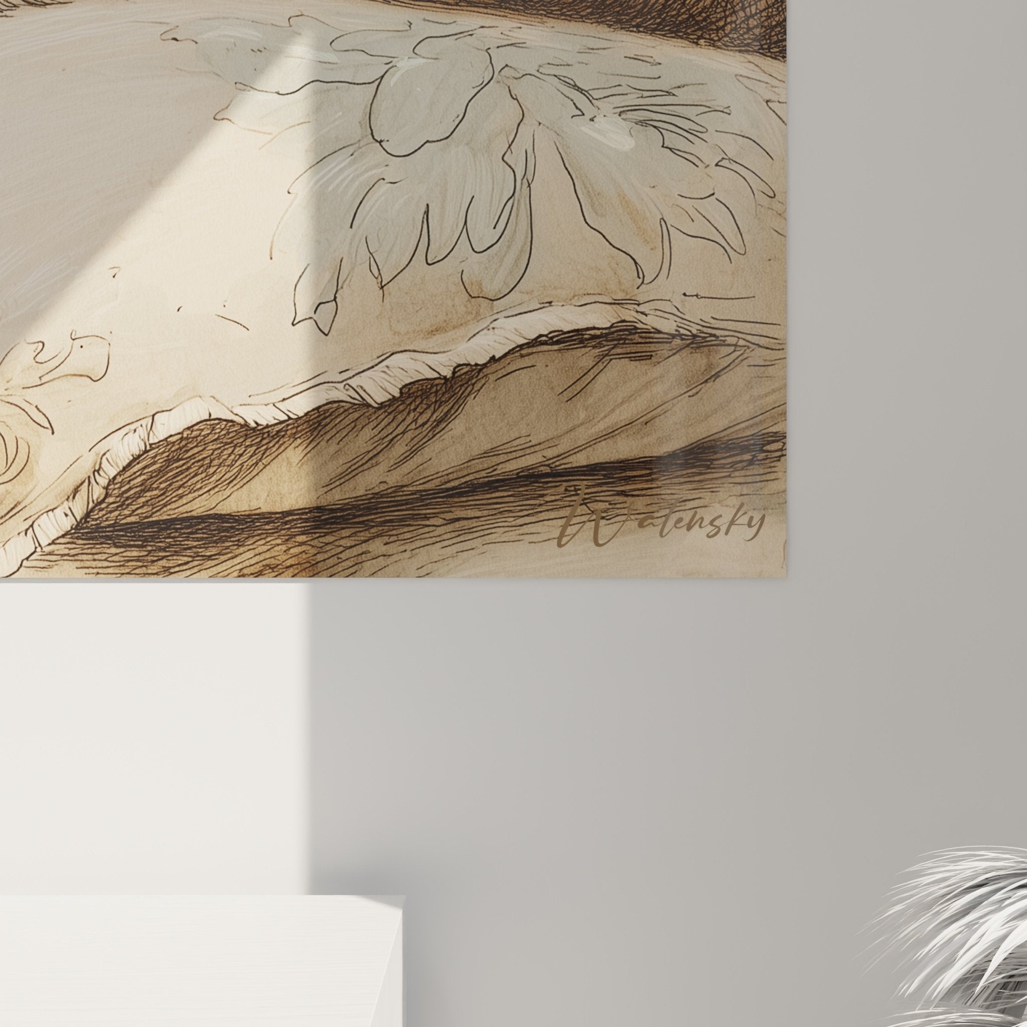 Gesamtansicht Cairn Terrier Gemälde im klassischen Stil Inneneinrichtungsintegration goldene Töne