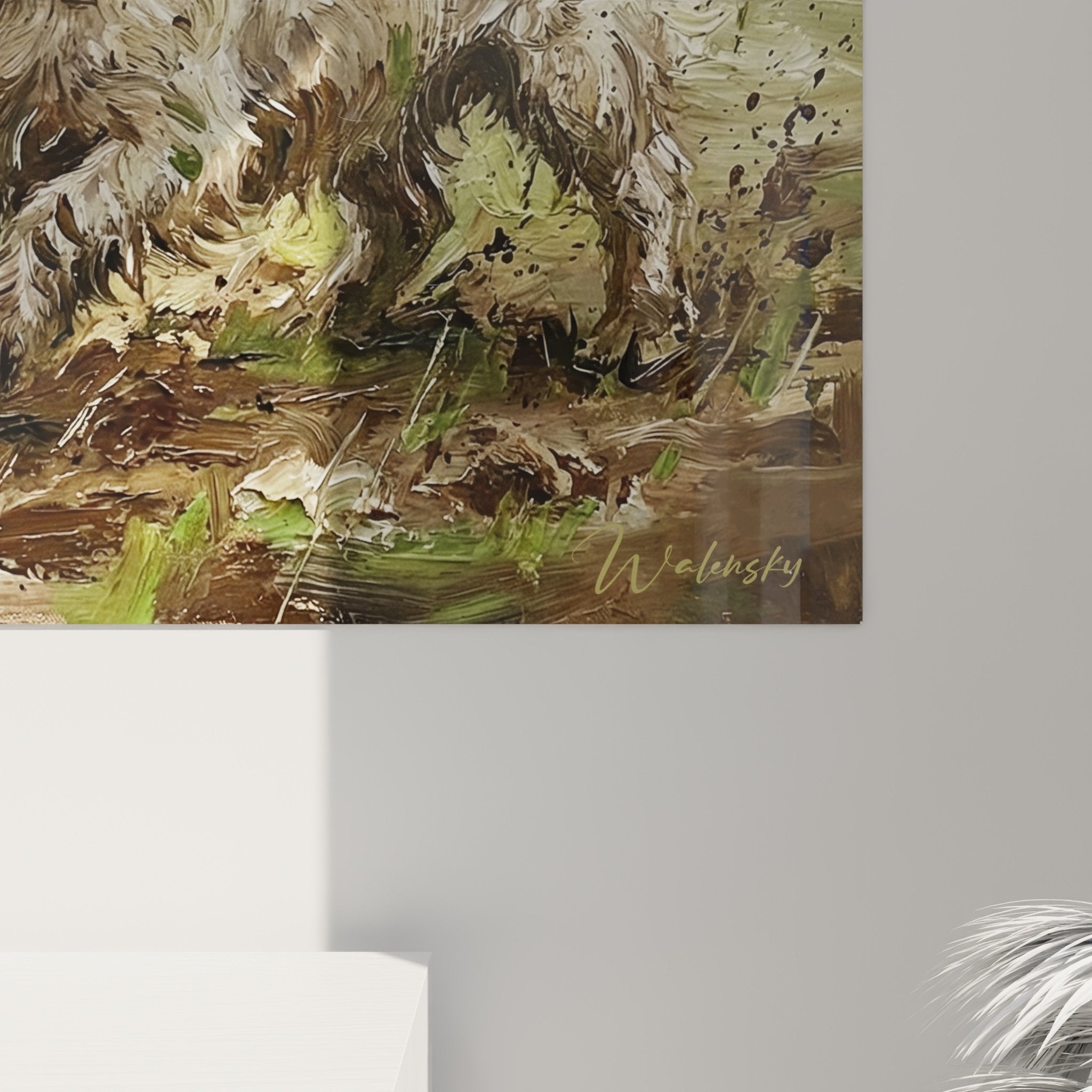 Vue ensemble tableau complicite canine terriers blancs, decoration murale West Highland White Terrier partage