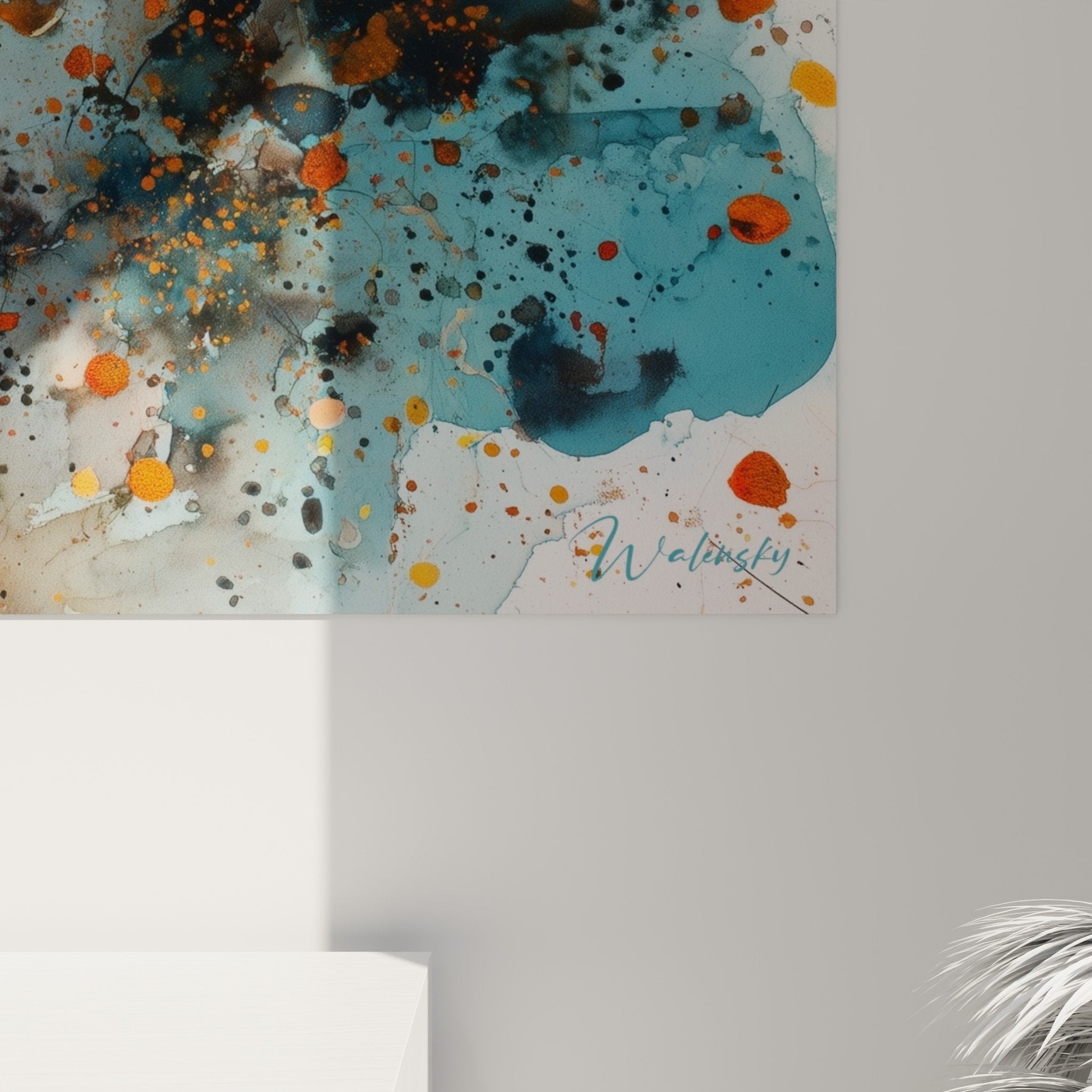 Vue ensemble tableau torii aquarelle rouge orange decoration interieur moderne art japonais mural