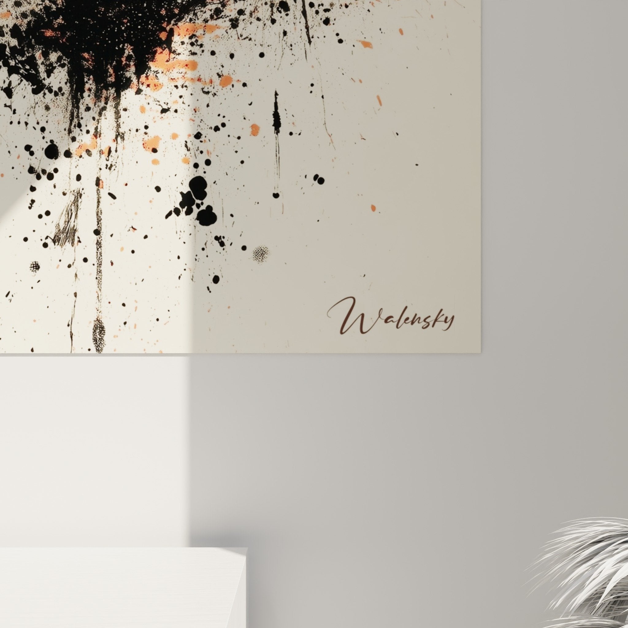 vue ensemble tableau torii japonais salon decoration art contemporain orange noir spiritualite