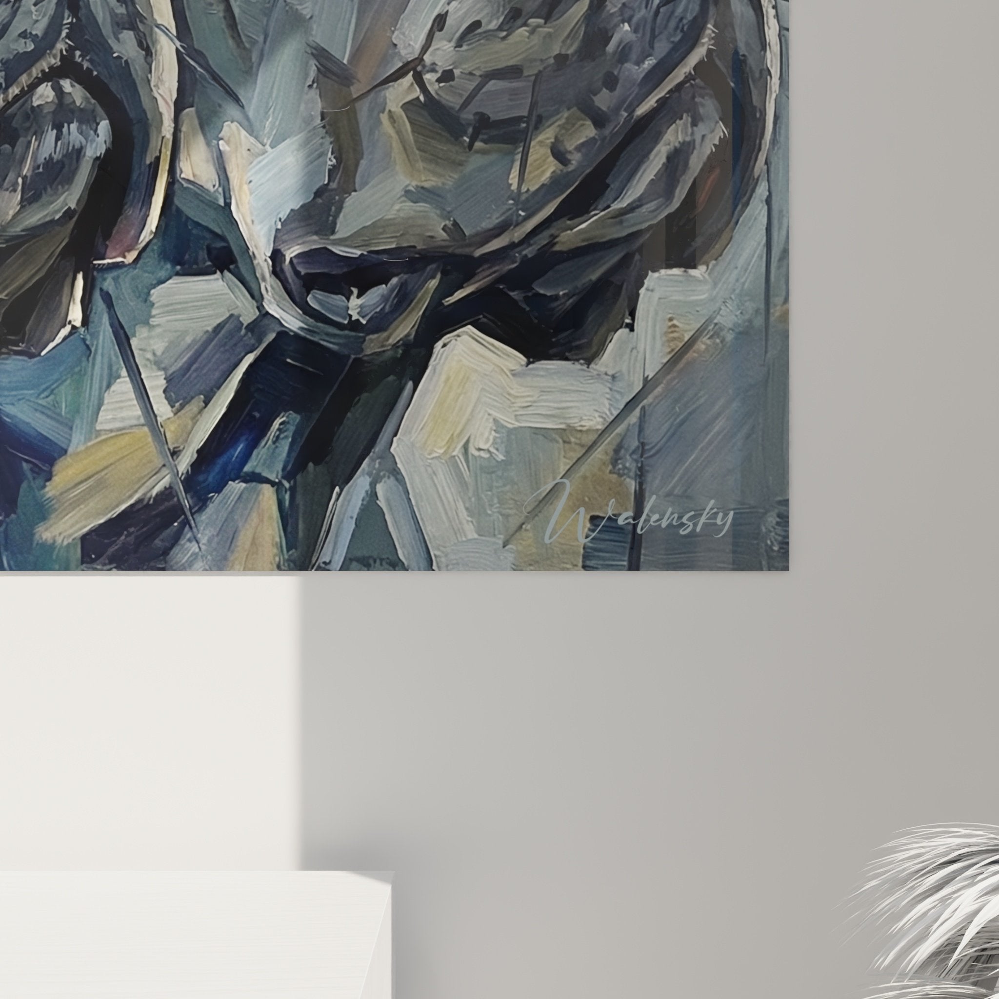 Vue ensemble tableau trois Cane Corso portraits style artistique geometrique decoration