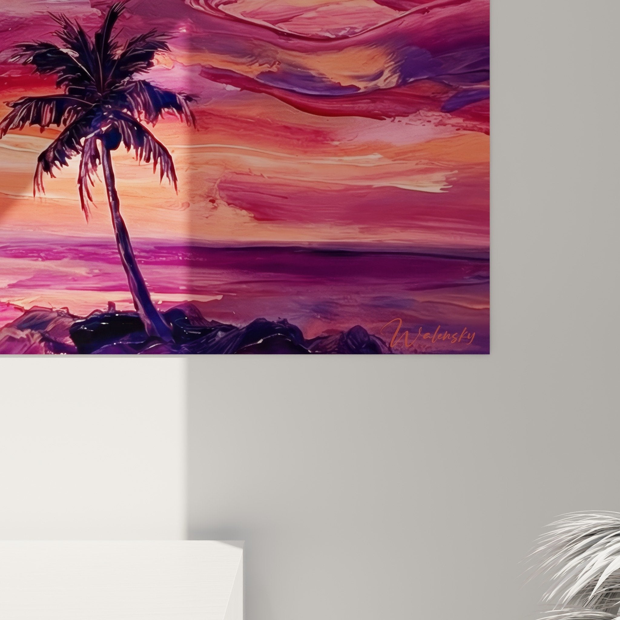 Tropical Sunset Palm Tree Painting - Bali Edition