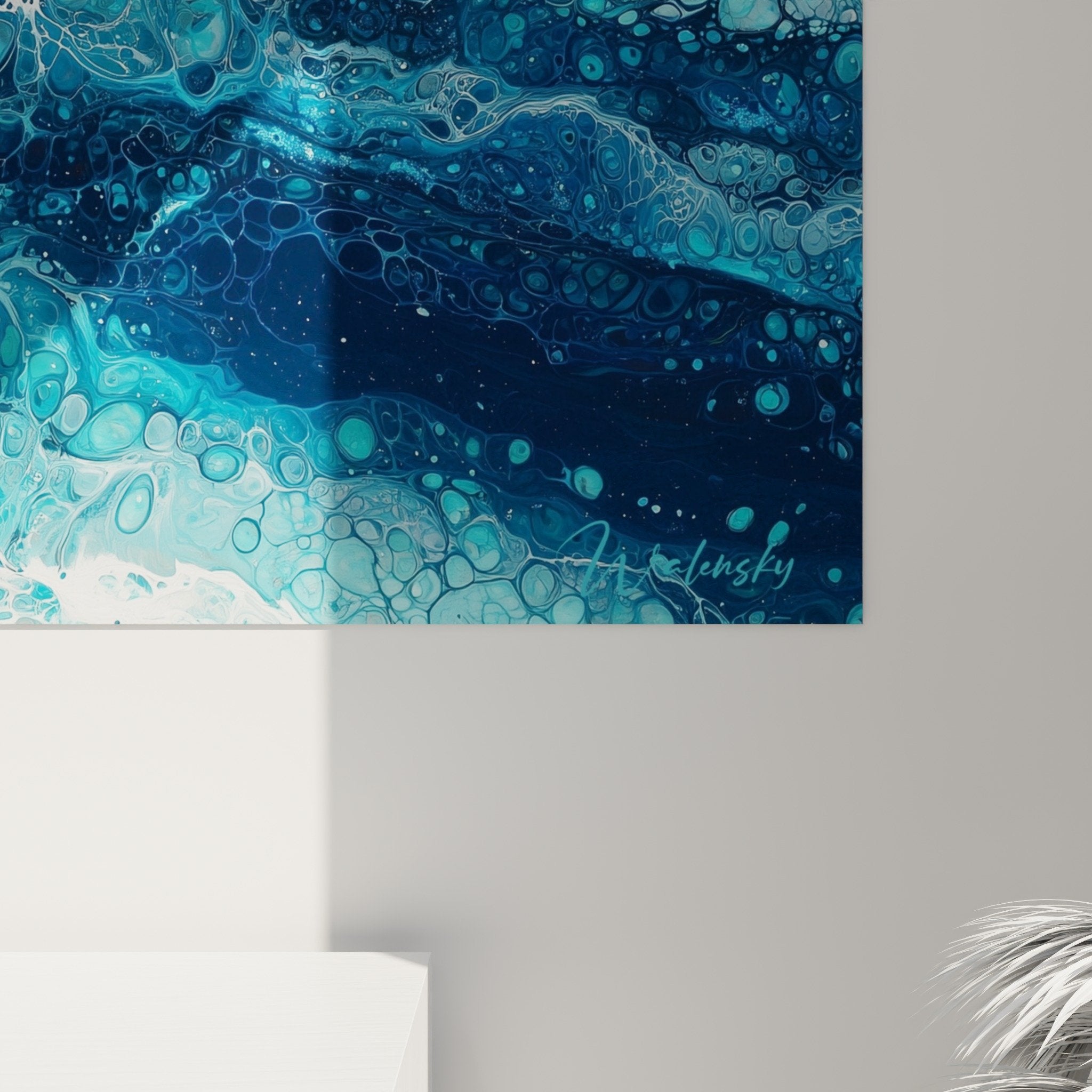 Turquoise waves canvas living room feng shui water north marine style decor