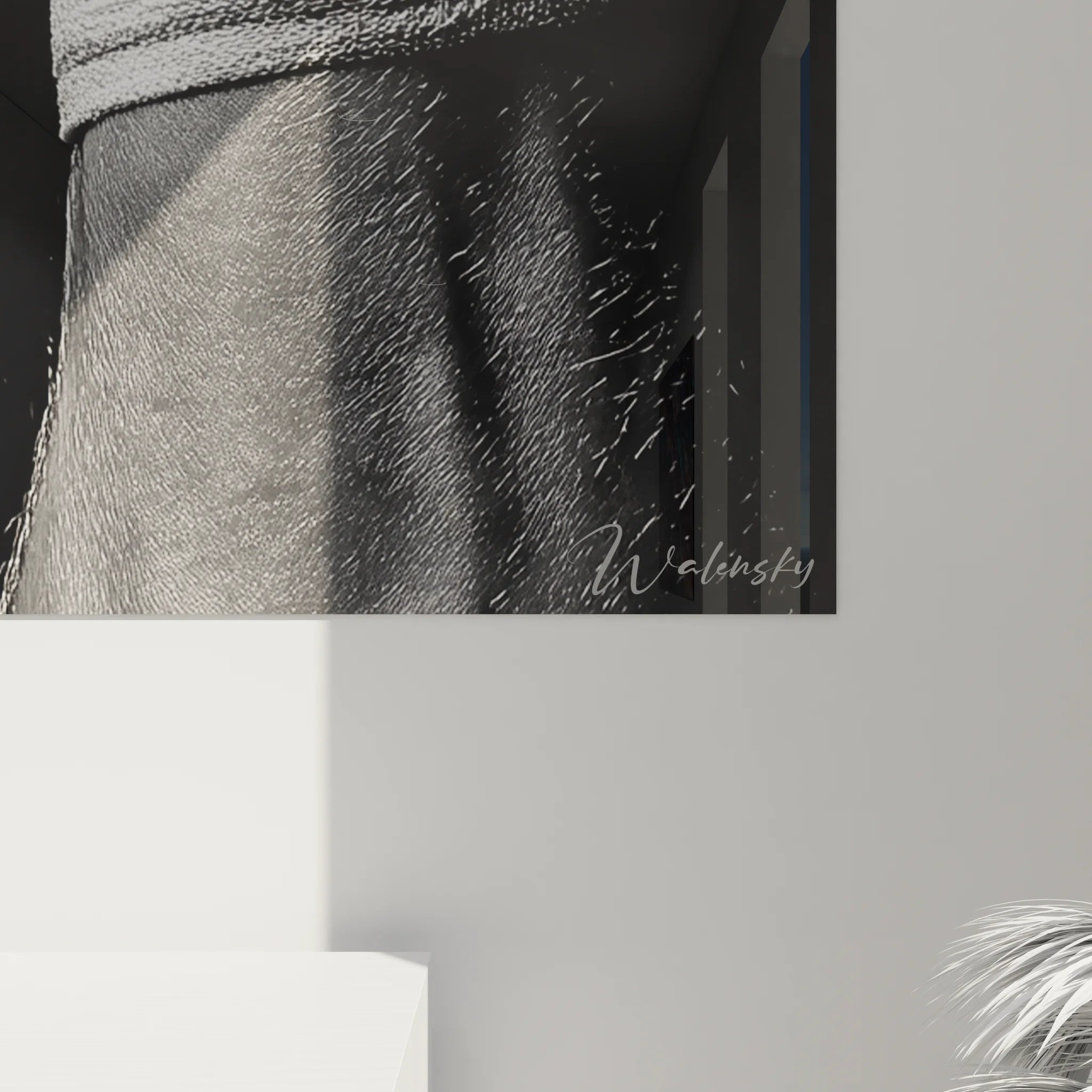 Vue ensemble tableau XXL poing de boxe noir blanc décoration complete sports combat