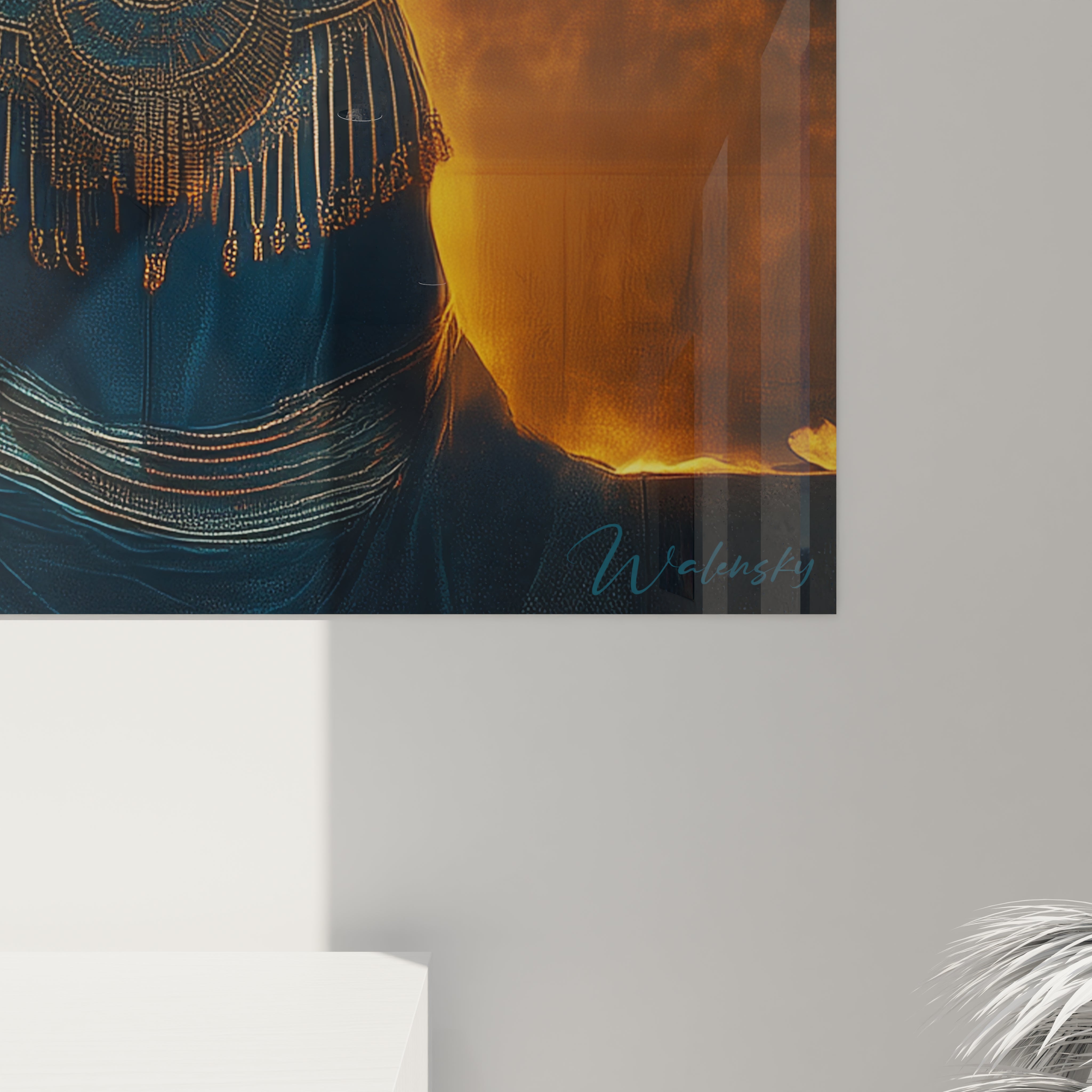 Tableau Egypte mural Walensky avec design abstrait aux tons noirs et marron pour décoration moderne