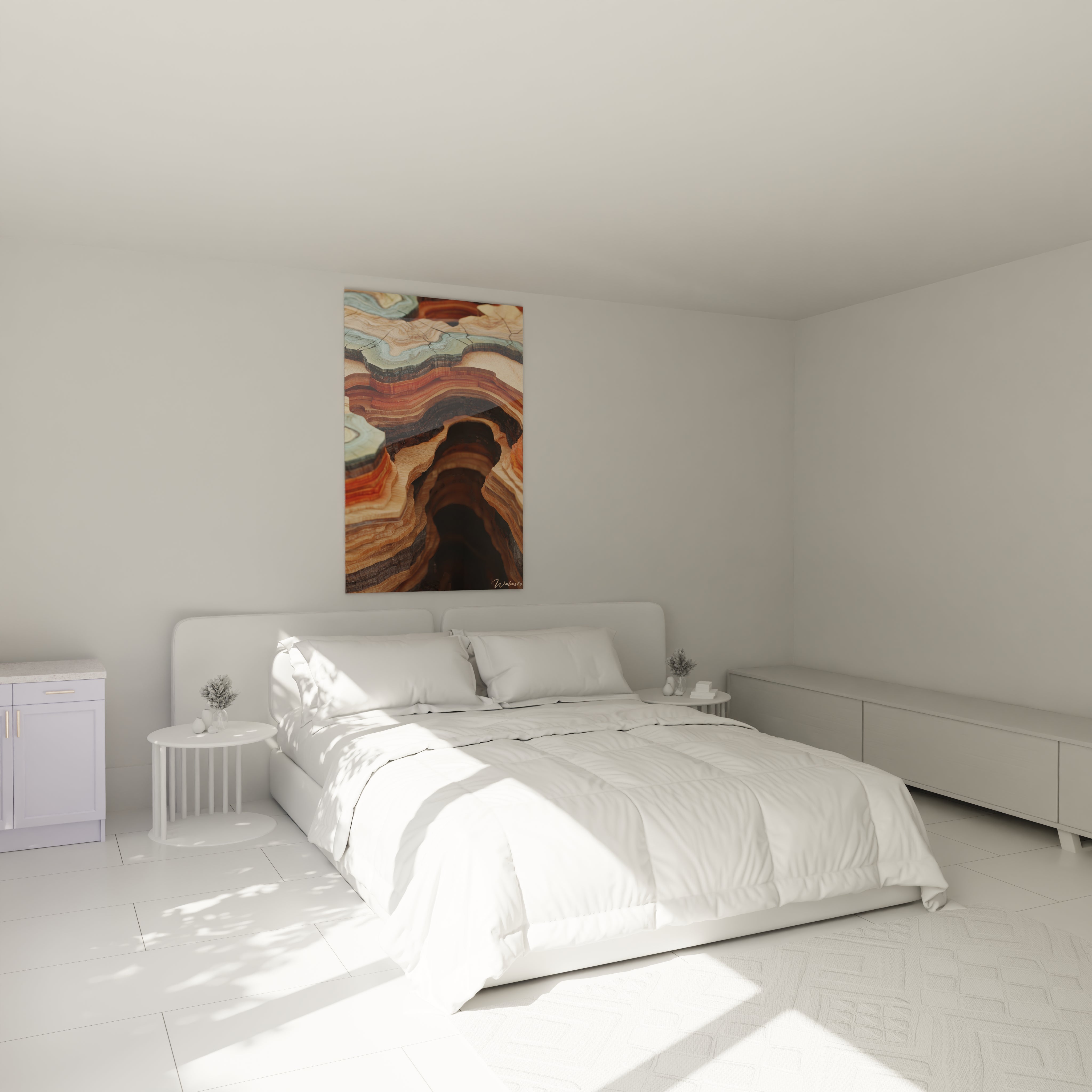 Tableau expressionnisme abstrait de Walensky avec des motifs colorés pour décorer une chambre moderne