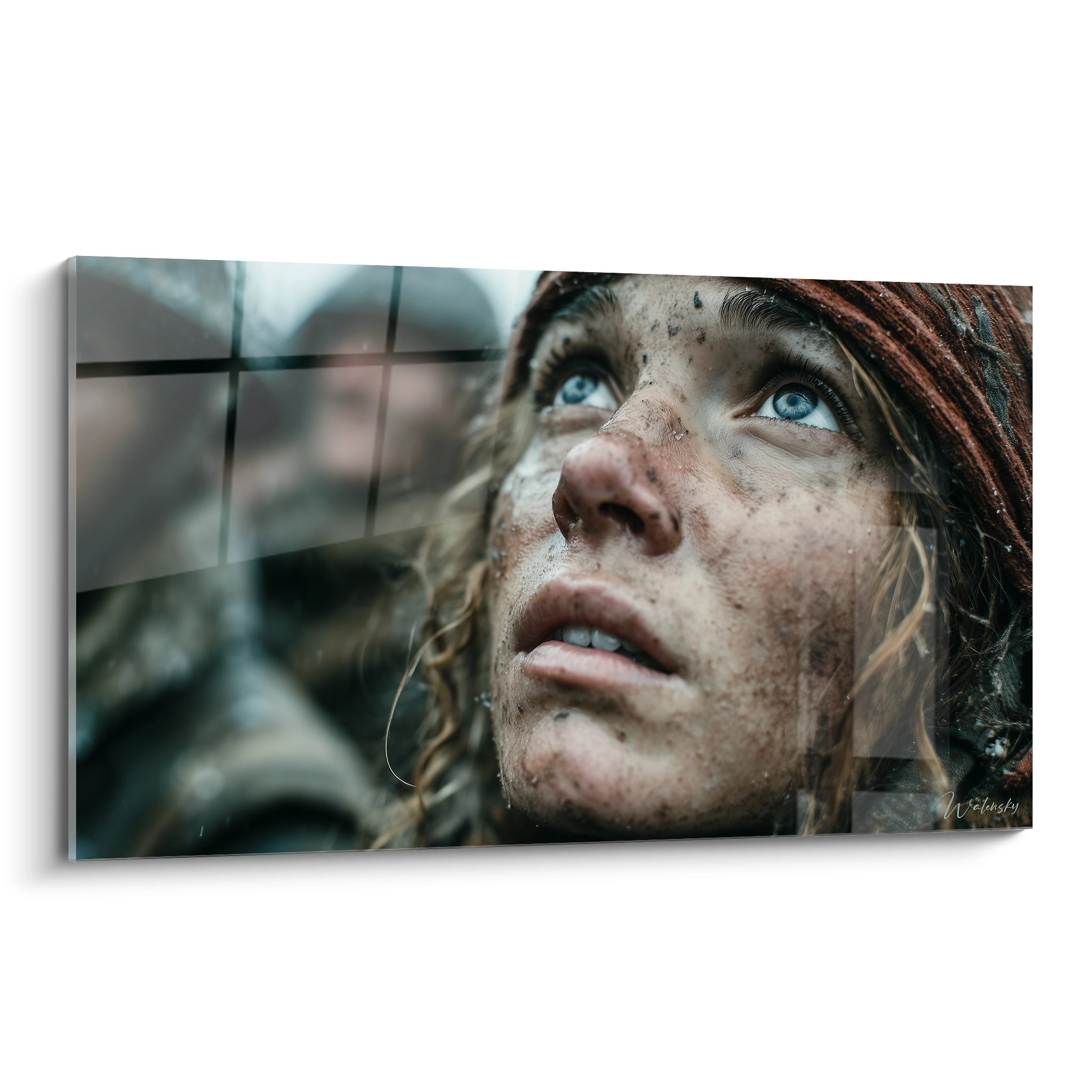 Walensky tableau femme Première Guerre mondiale gros plan visage boueux regard vers le ciel historique