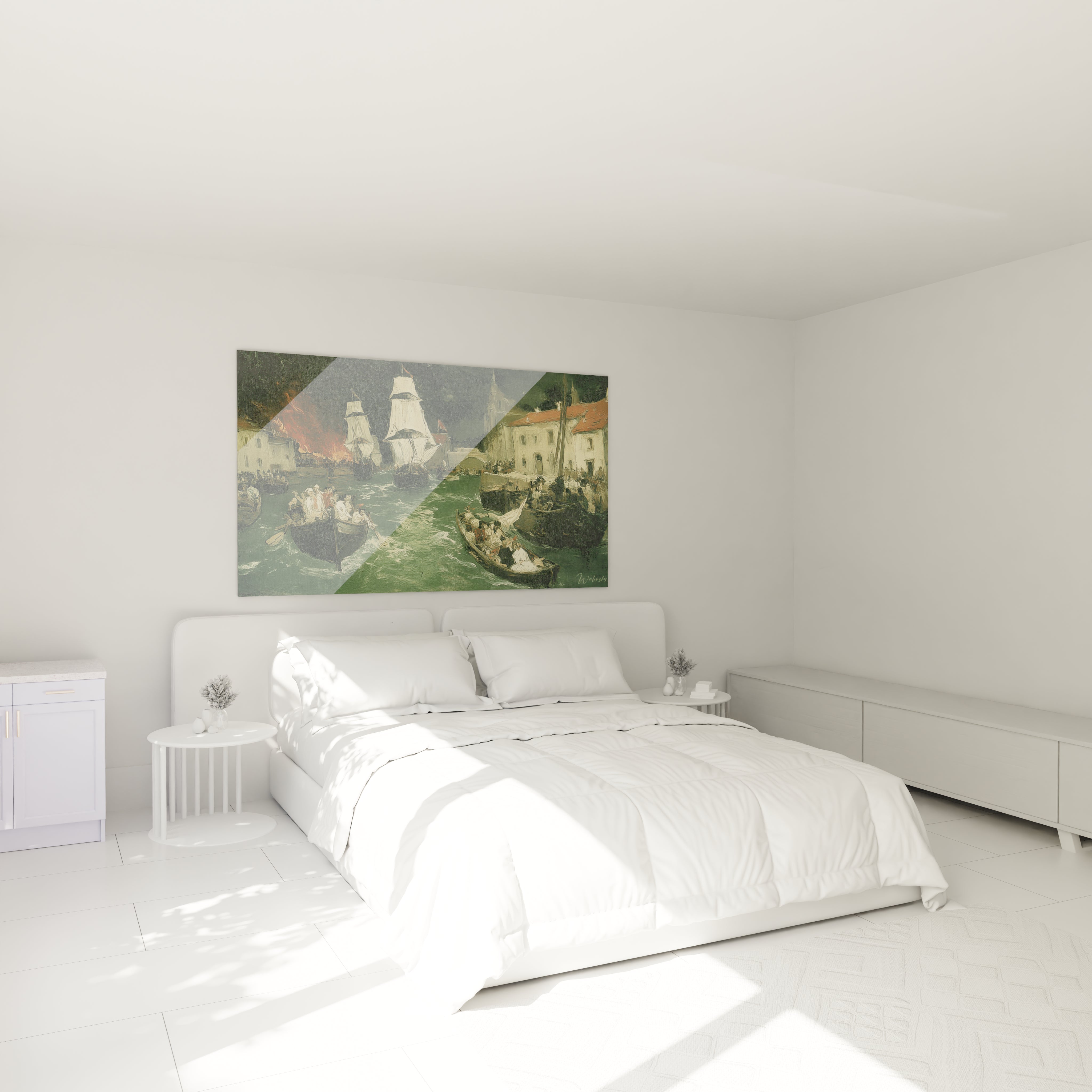 Tableau mural Walensky représentant un marin et un cheval en style classique tableau maritime réalisme décor chambre