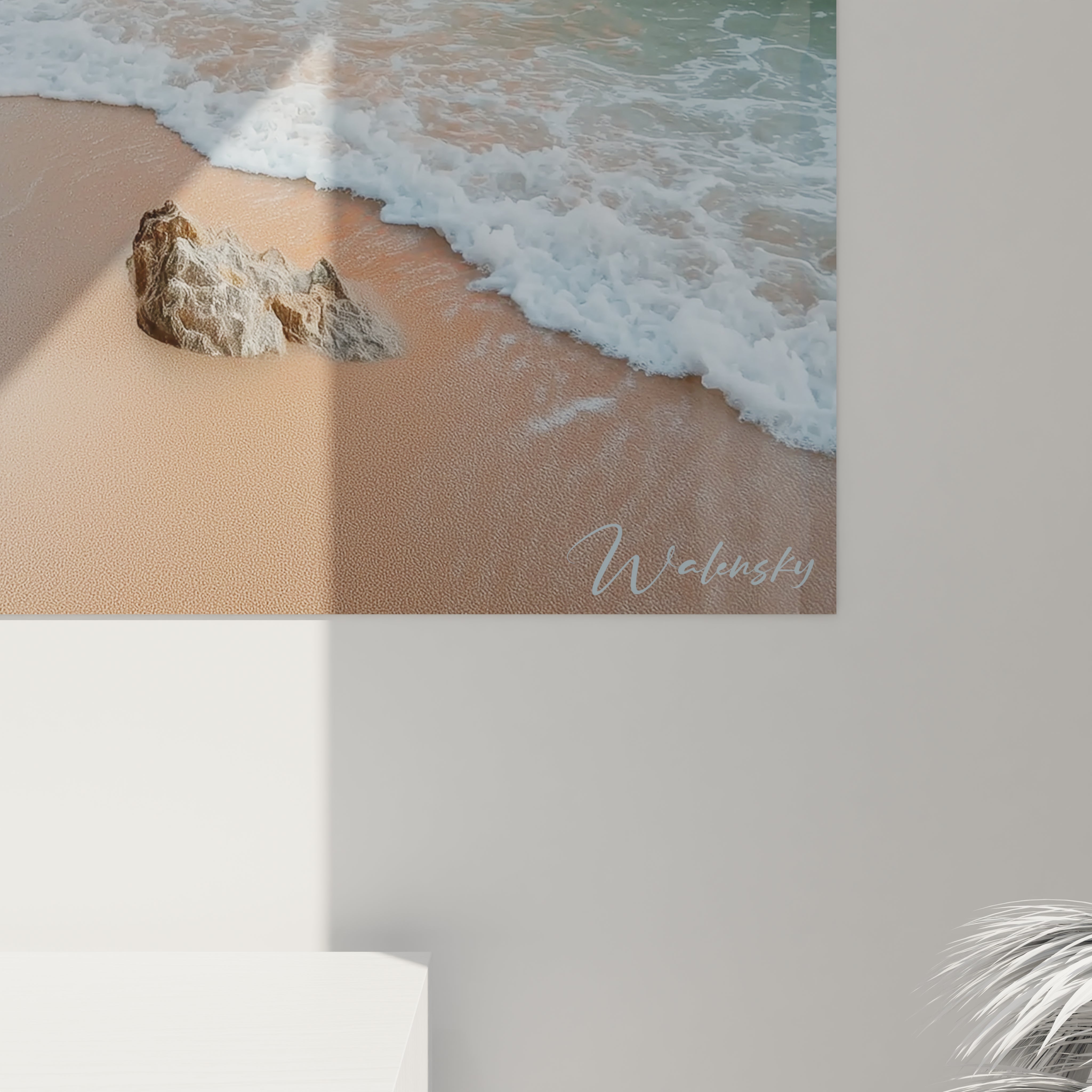 tableau mural paysage côtier Walensky décor plage vagues sable rocher signé idéal pour salon ou chambre