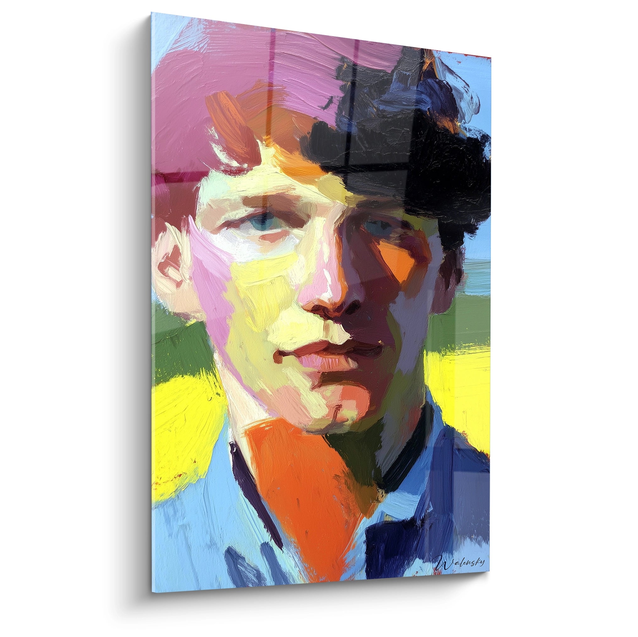 tableau portrait impressionnisme Walensky toile murale verticale couleurs vives coups de pinceau