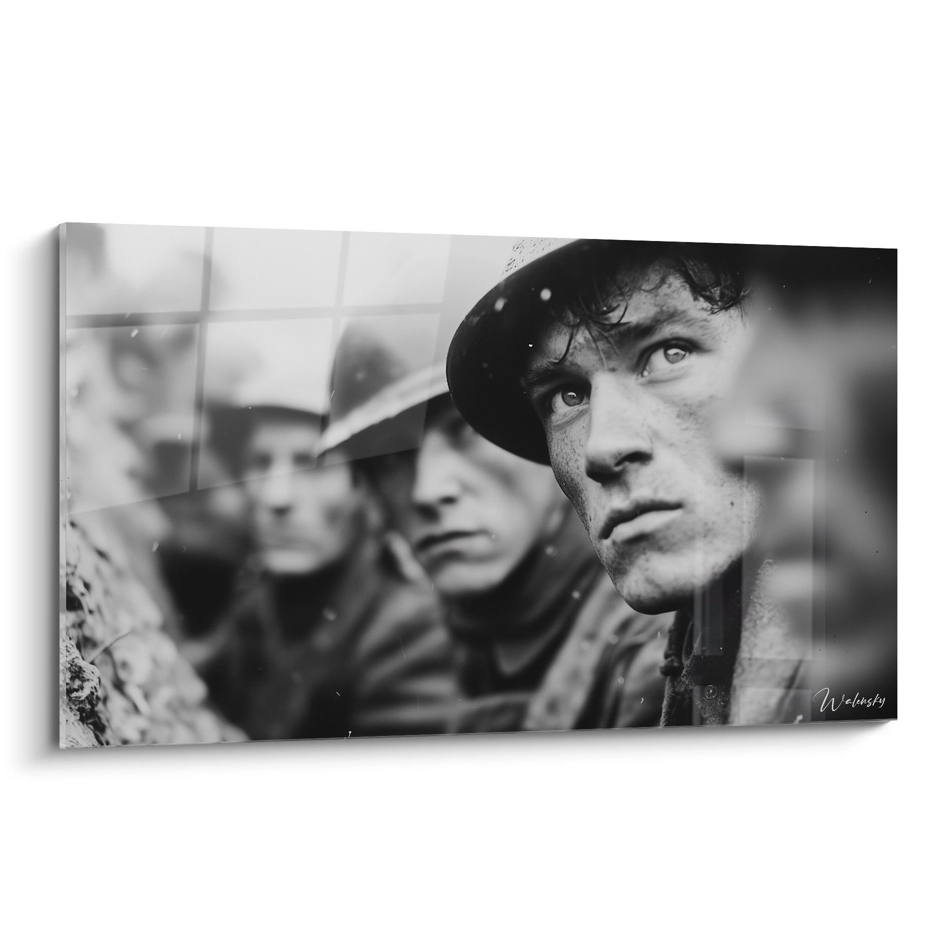 tableau Première Guerre mondiale Walensky tableau mural noir et blanc gros plan soldats dans une tranchée