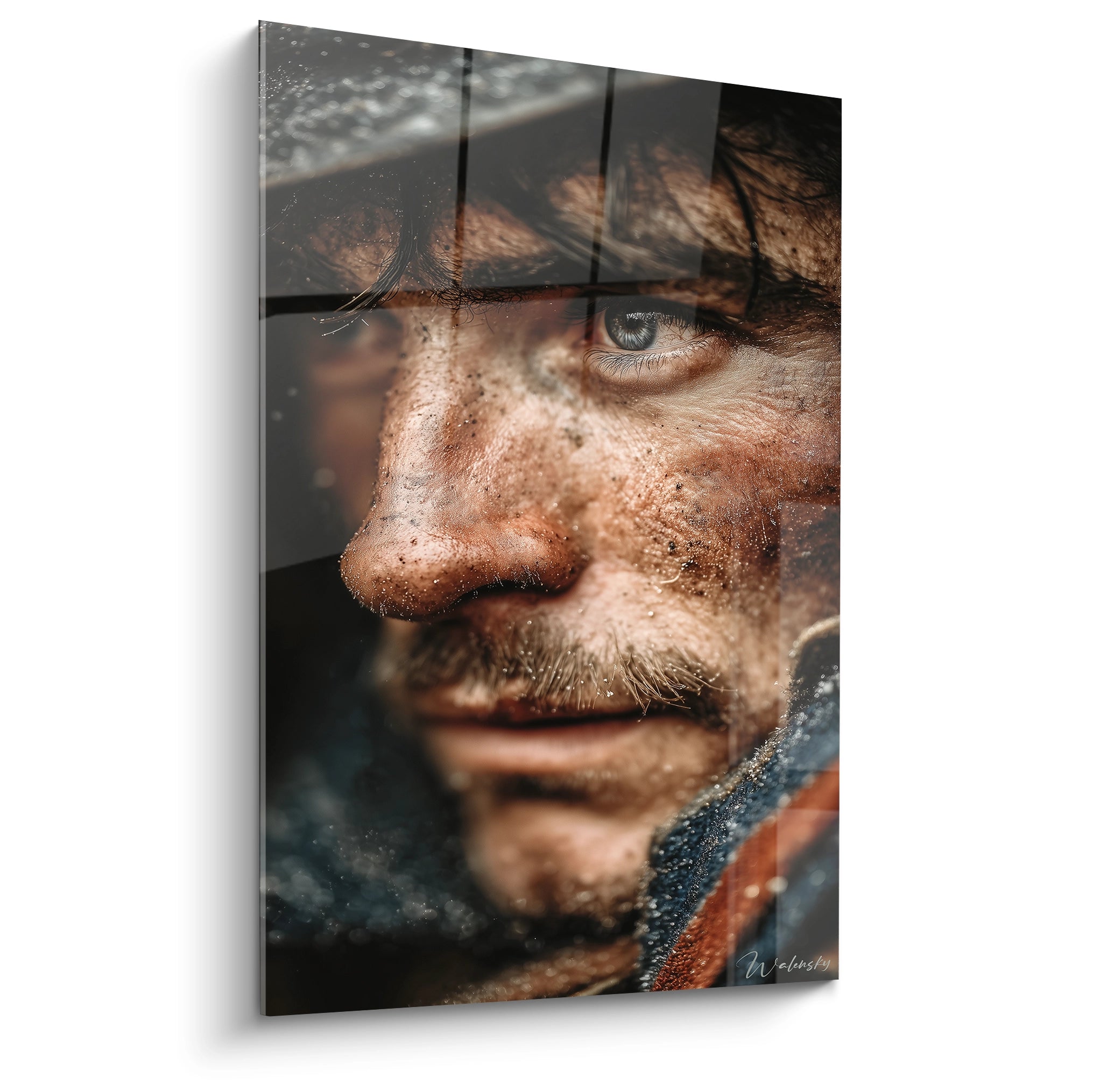 tableau soldat Première Guerre Mondiale Walensky gros plan visage sale casque regard intense