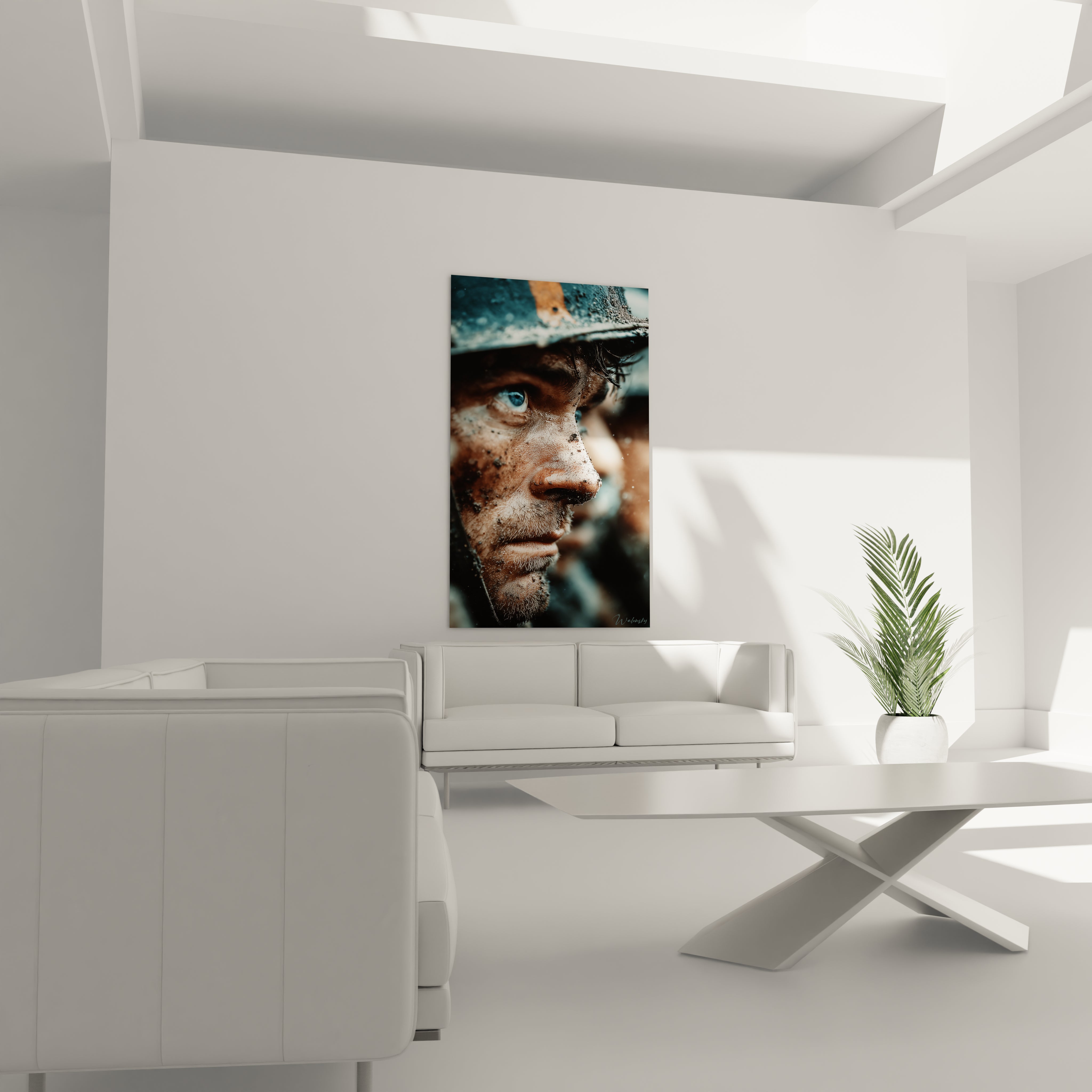 tableau soldat première guerre mondiale Walensky gros plan visage boueux de soldat pour décoration murale moderne