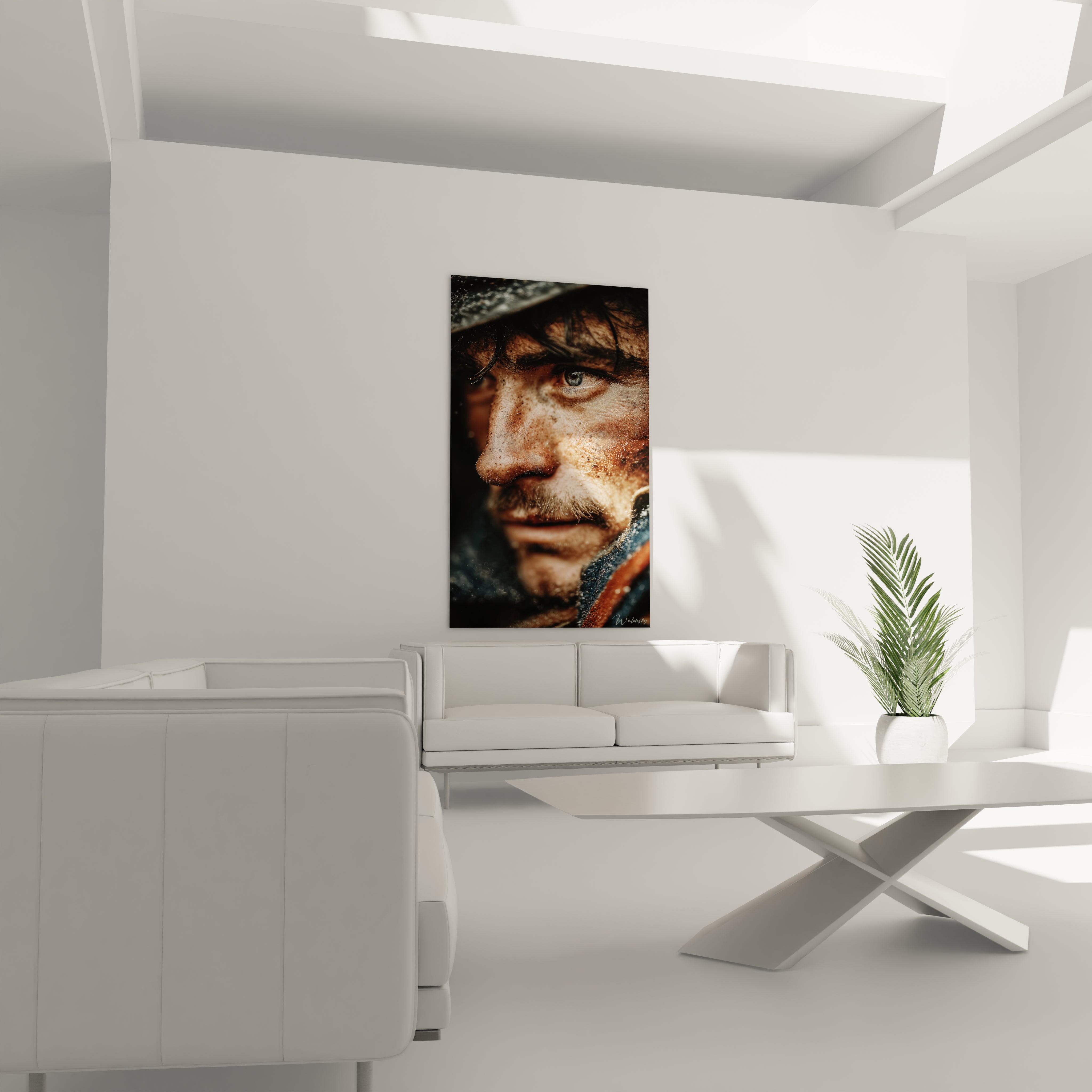 tableau soldat Première Guerre Mondiale Walensky portrait réaliste visage boueux mural grand format pour salon