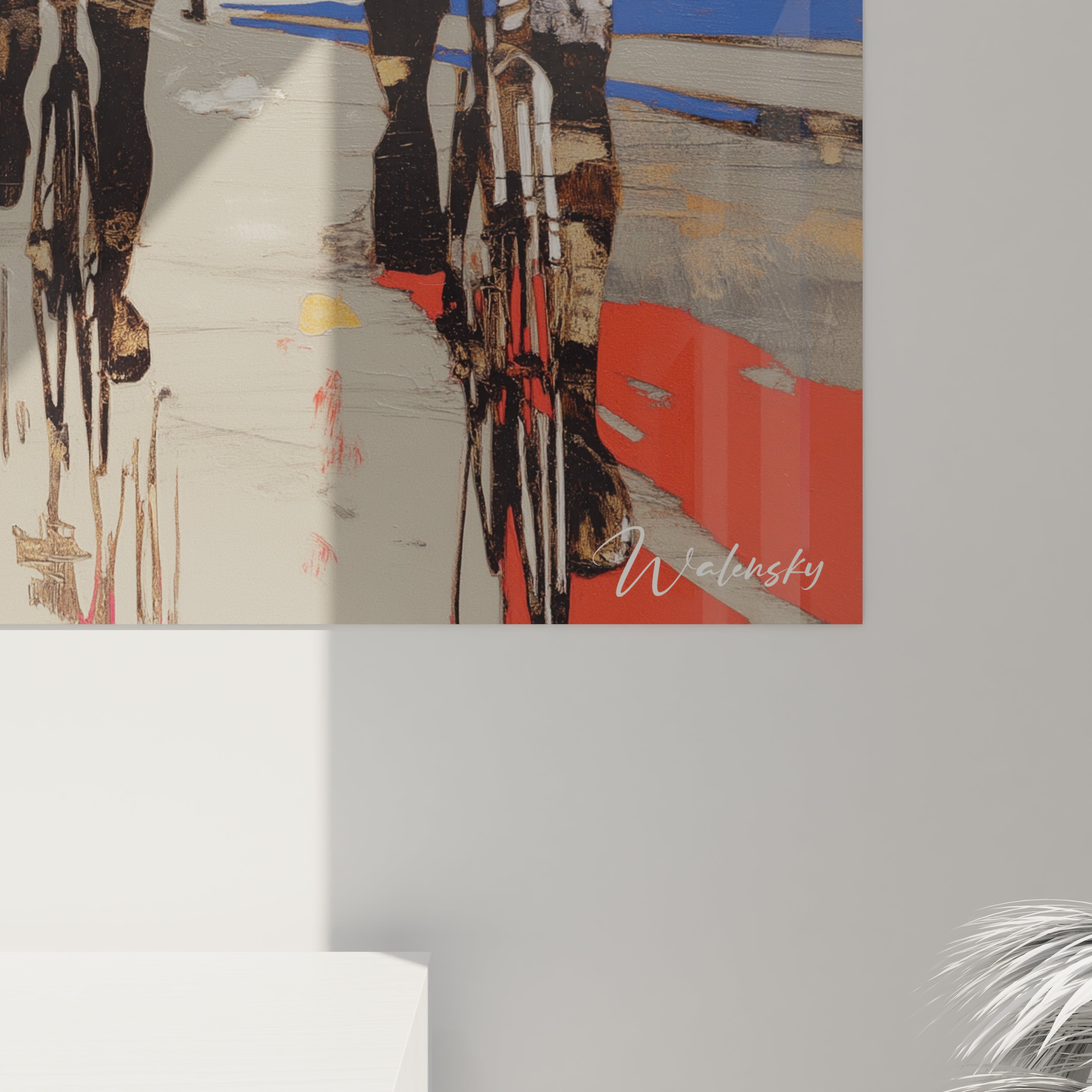 Tableau mural Walensky tableau squelettes édition vanité peinture abstraite rouge bleu beige signé