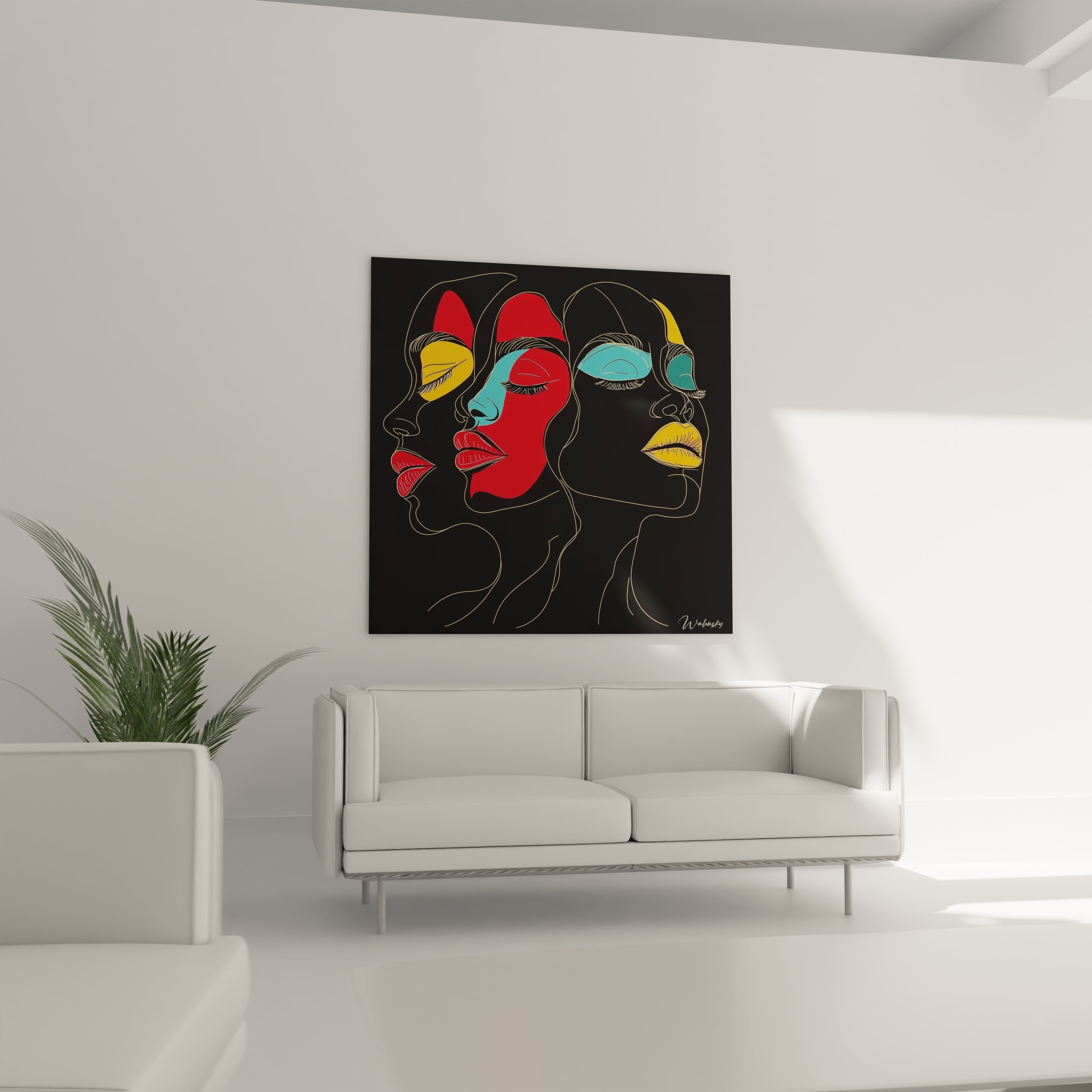 Tableau africain mural Walensky représentant un léopard allongé sur une branche dans un salon moderne